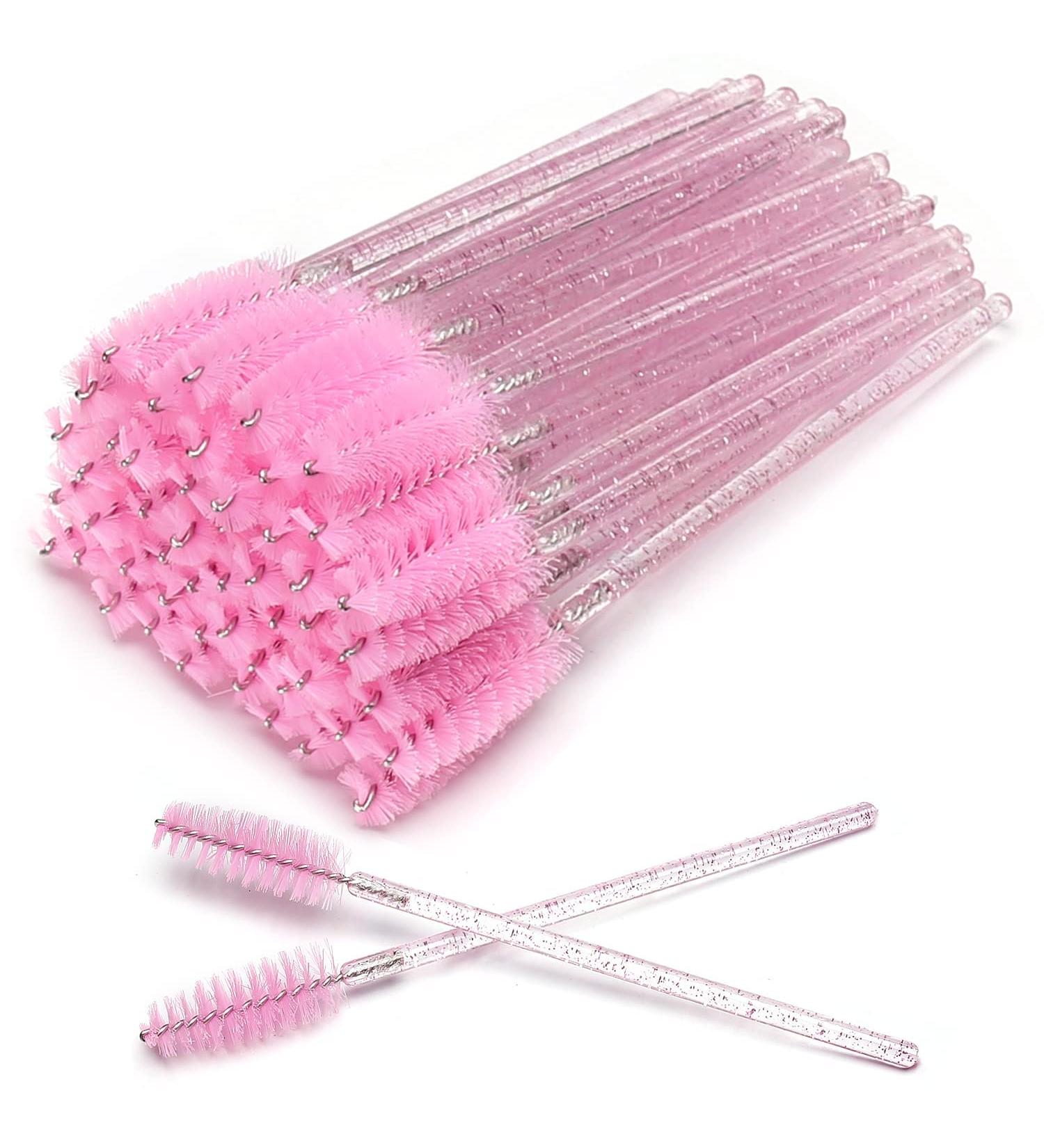 50 PCS Disposable Eyelash Brushes Mascara Wands - Crystal Pink | Makeup Applicator Tool Kit - Buy Online on GoSupps.com