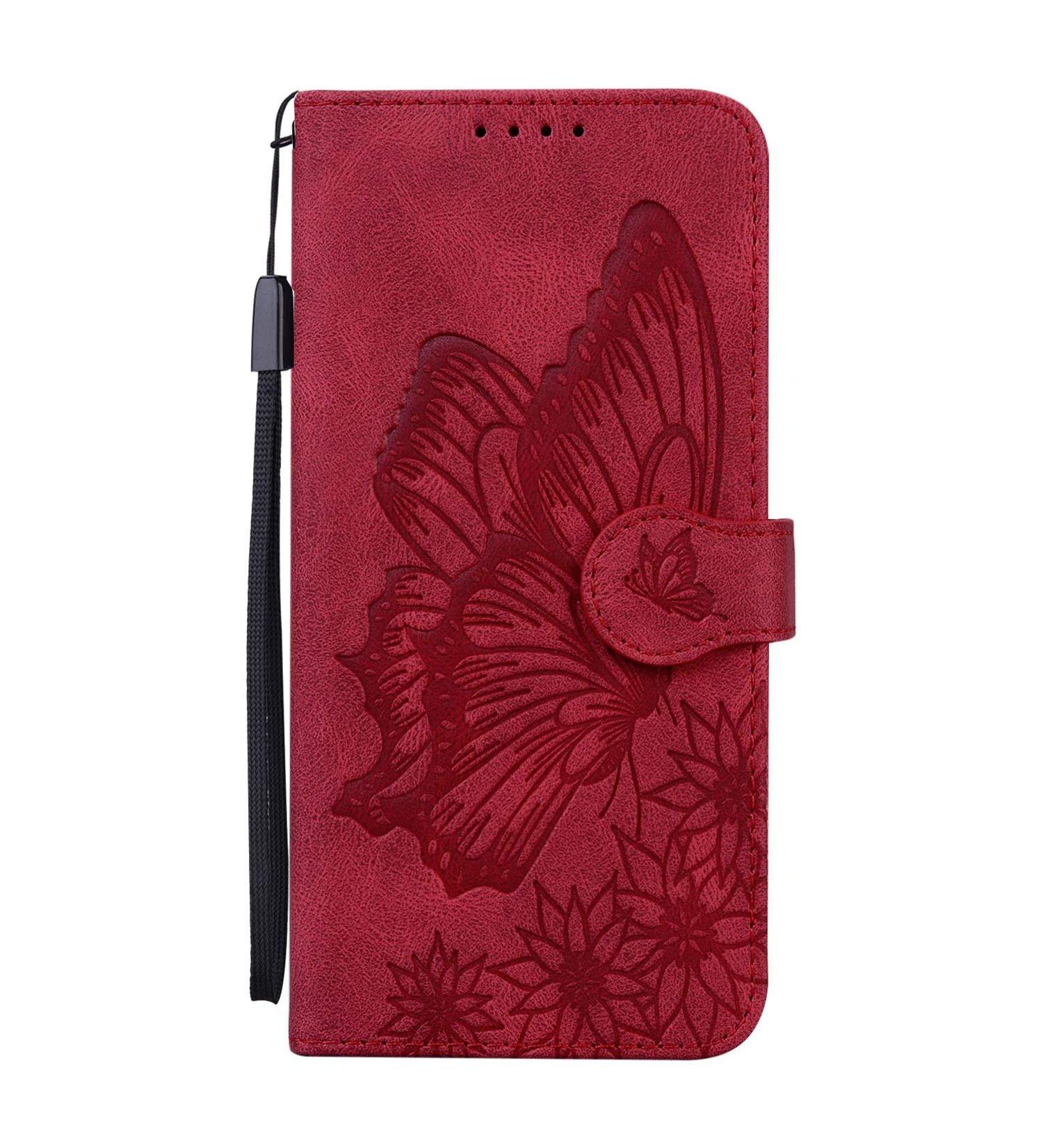 Miagon Wallet Case for Huawei Y6P Flip PU Leather Case with Card Slots and Stand Feature Retro Butterfly Design Protective Cover Red Huawei Y6P Red - Buy Online on GoSupps.com