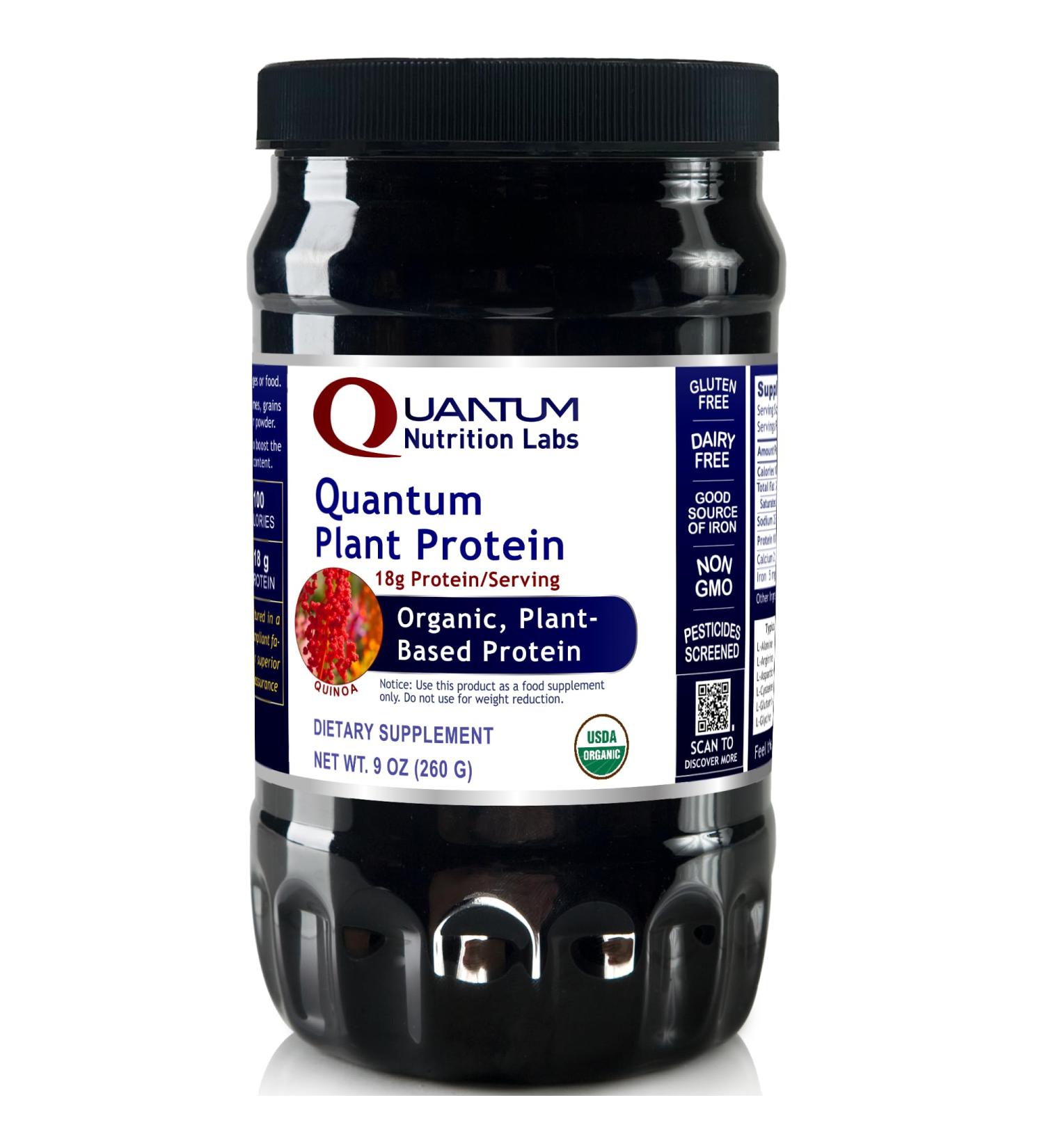 Quantum Nutrition Labs Plant Protein - Vegan Plant Based Pea Protein Powder with Pumpkin and Rice Organic Dairy Free Gluten Free No Artificial Flavors Vegetarian - 9 Oz