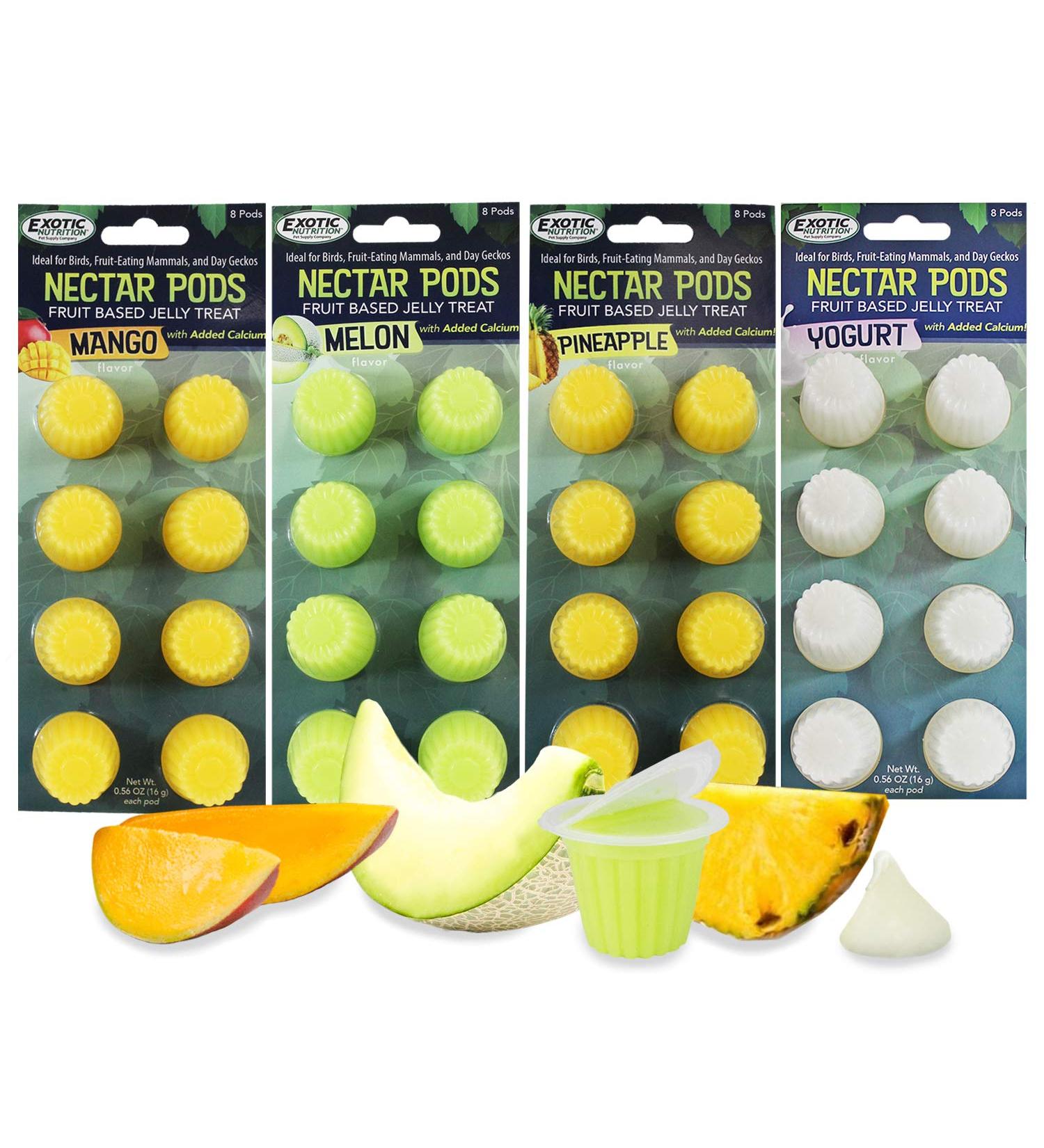 Nectar Pods: Calcium-Fortified Jelly Fruit Treat for Sugar Gliders, Marmosets, Parrots, and More - Variety 4 Pack - Buy Online on GoSupps.com