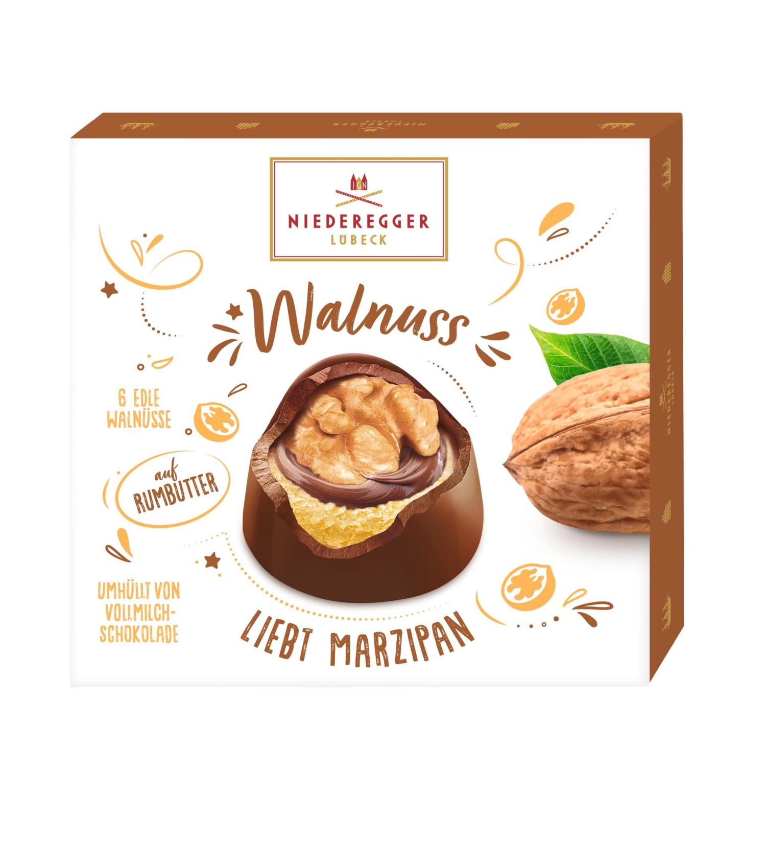 Niederegger Marzipan Pralines 'Walnut' pack of 2 (2 x 102 g) Chocolate 102 g (pack of 2)