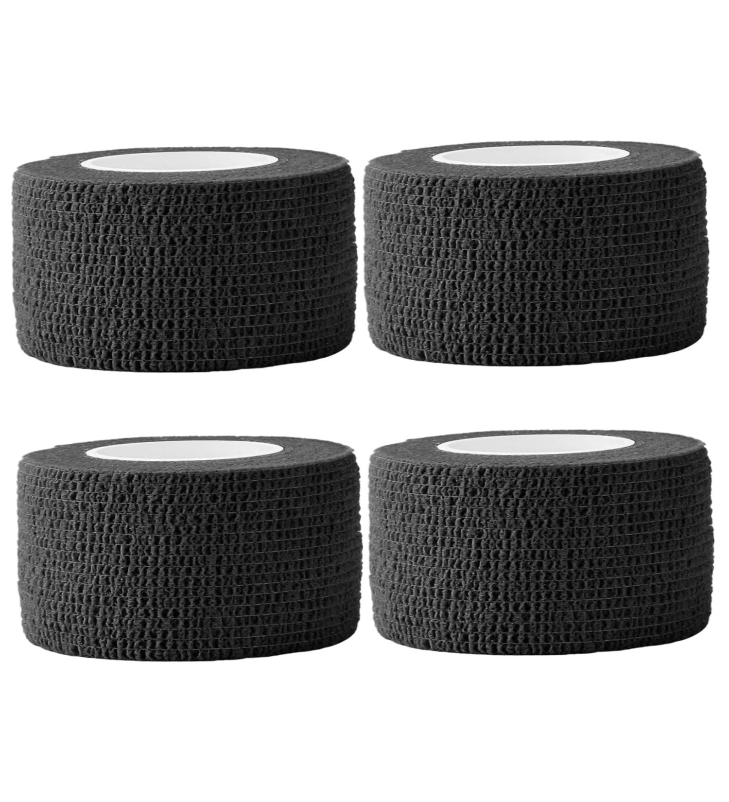Self Adhesive Bandage Wrap - 4 PCS Elastic Non-Woven Tape for Ankle Sprains & Sports | Breathable Vet Wrap - Black 1"x177 - Buy Online on GoSupps.com