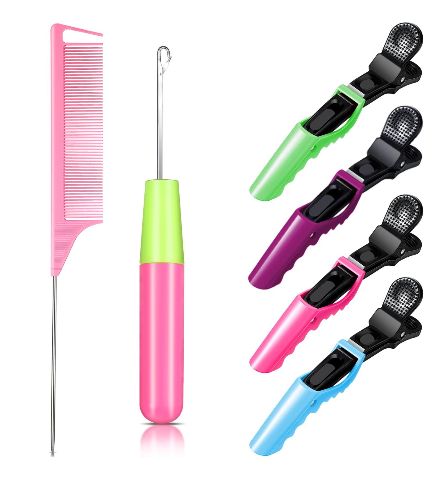 Latch Crochet Hooks & Hair Styling Set | 6 Piece Hair Needle Comb, Crochet Needles, Comb, & Clips for Braids & Extensions - Buy Online on GoSupps.com