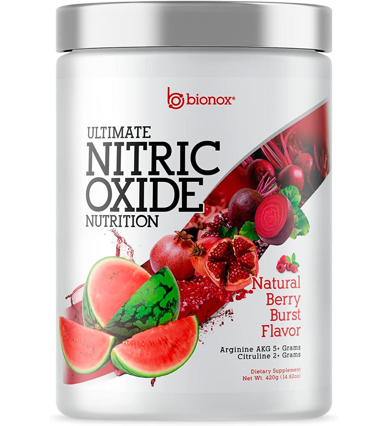 Bionox M3 Ultimate Nitric Oxide Powder - L Arginine & L Citrulline Supplement for Cardio Health - Beetroot Berry Flavor - 60 Scoops - Buy Online on GoSupps.com