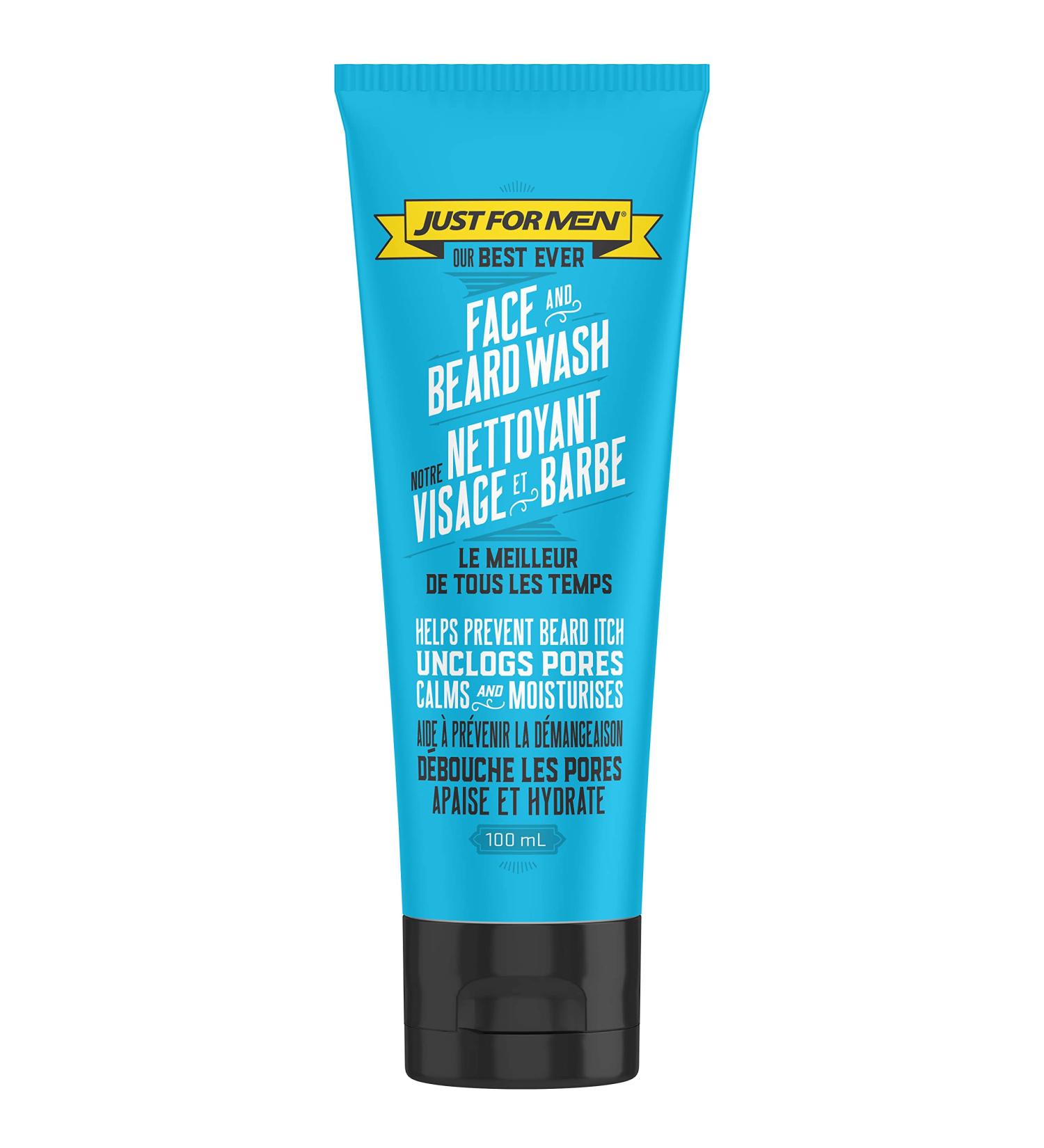 Just For Men The Best Face & Beard Wash Ever Mosturizes to help prevent beard itching Acts like Shampoo for the beard Made with Oatmeal Aloe Chamomile and Jojoba Oil 100 mL - Buy Online on GoSupps.com