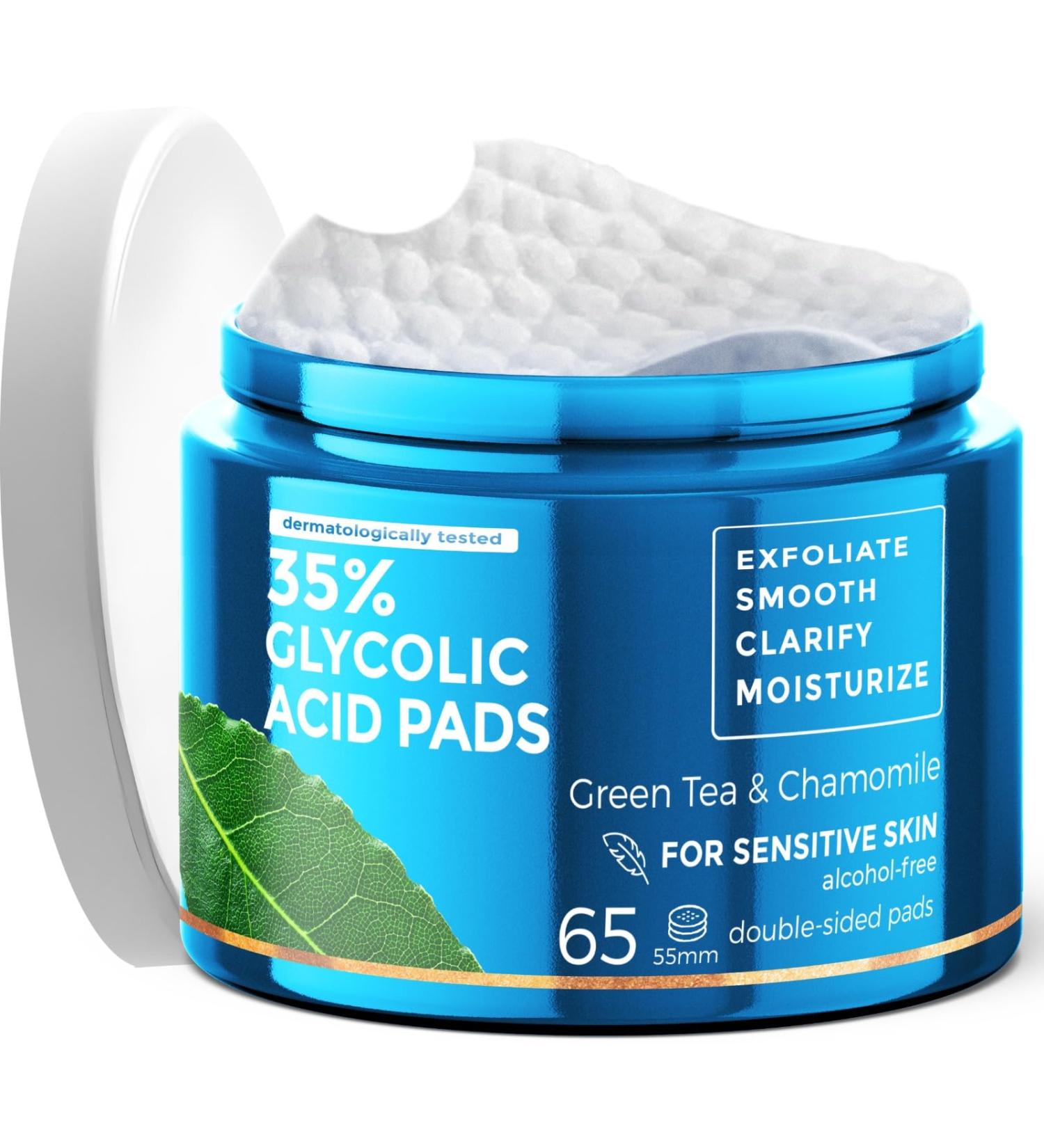 Buy FORMULAB Glycolic Acid Pads 35% - 2024 Exfoliating Face Pads with Chamomile & Green Tea | 65 Pads for Radiant Skin - International Shipping Available - Buy Online on GoSupps.com