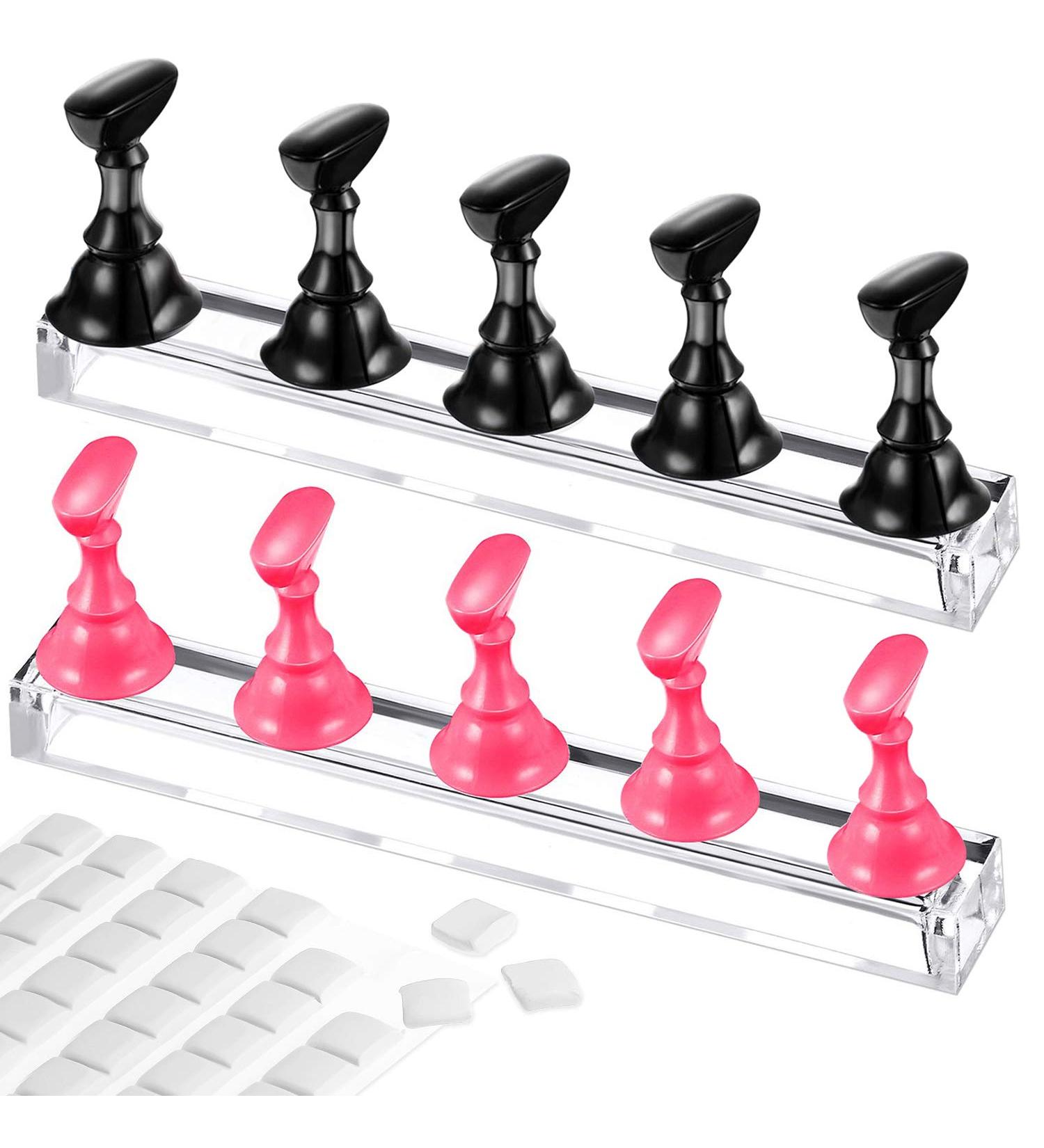 2 Set Acrylic Nail Stand with Putty - Perfect for Nail Art & Press On Tips | Manicure Tool for Home & Salon | Ideal Christmas Gift for DIY Business Women - Buy Online on GoSupps.com