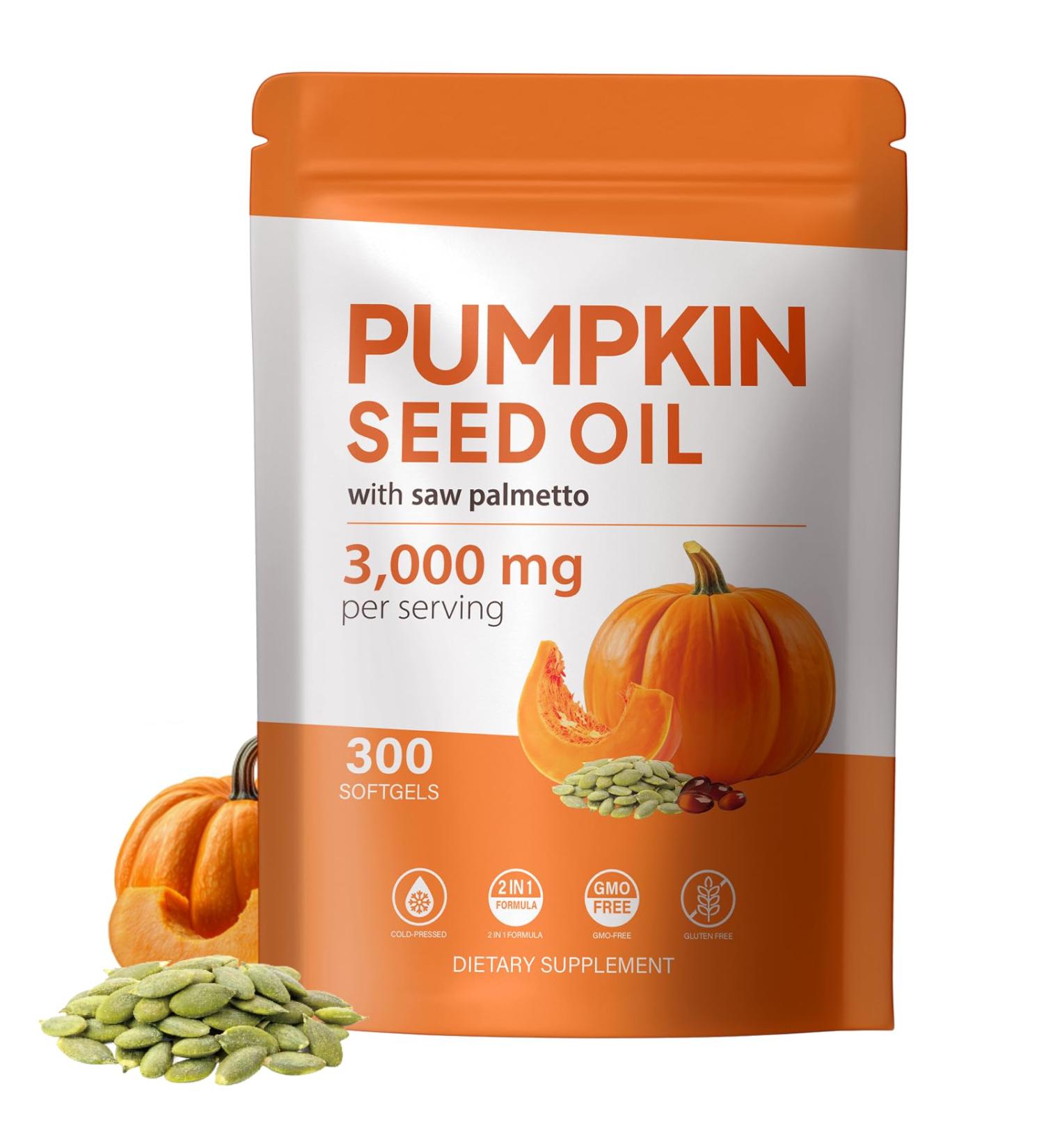 TTGUMMYAMAL Pumpkin Seed Oil with Saw Palmetto Capsules - 300 Softgels Pumpkin Seeds Oil Supplement - Cold Pressed Pure Virgin il - Supports Hair Urinary Bladder & Prostate Health Non-GMO - Buy Online on GoSupps.com