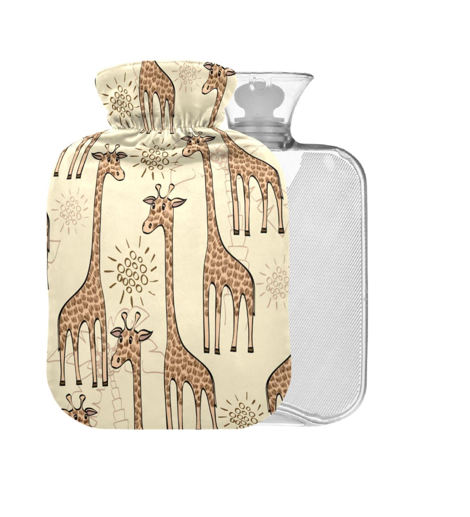 Hot Water Bottle with Giraffe Cover - 2L Large Pain Relief & Hot/Cold Compress - Eco-Friendly - Buy Online on GoSupps.com