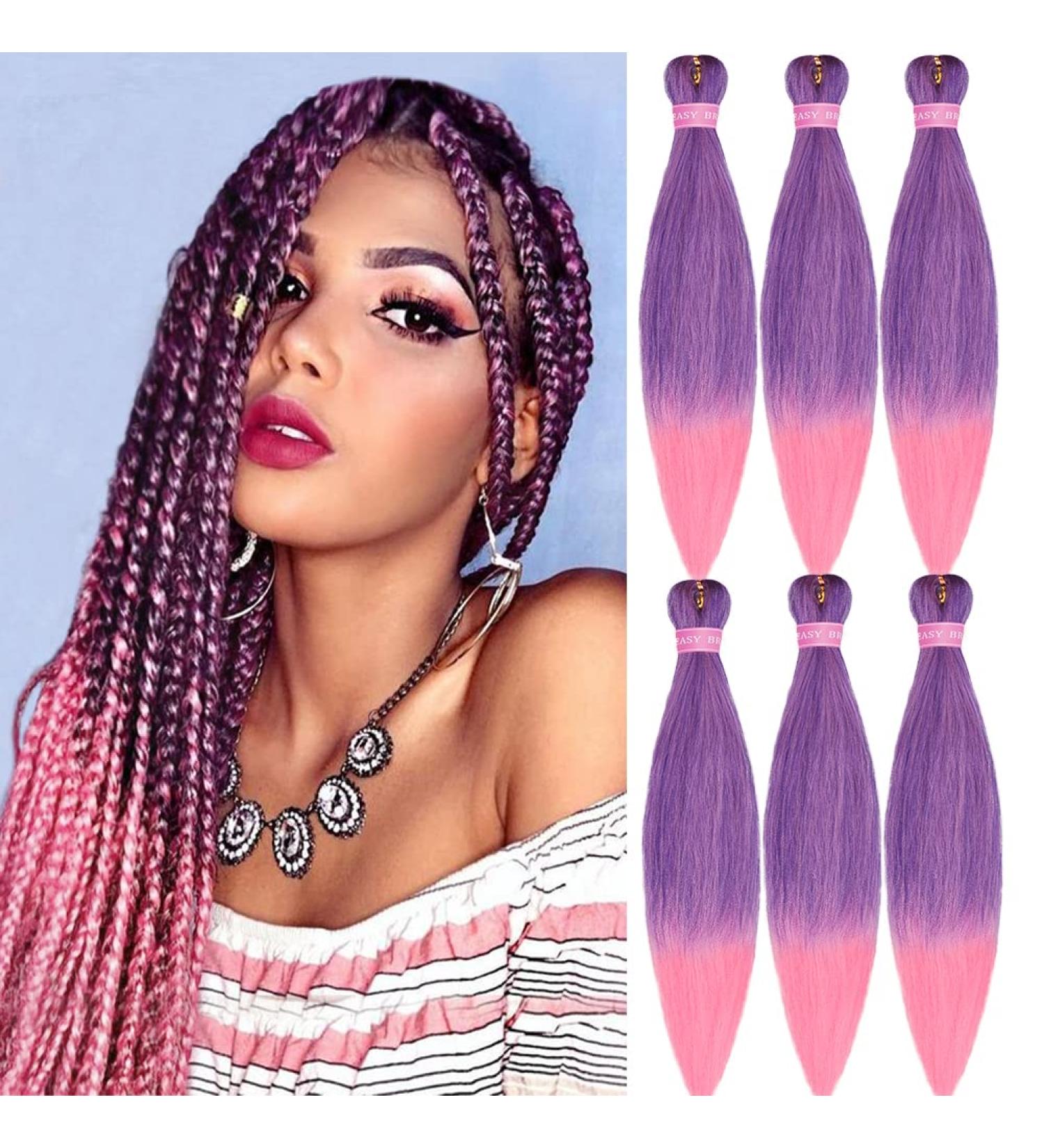 MSBELLE 26 Inch Pre-Stretched Pink Ombre Braiding Hair - Hot Water Setting (100g Pack) - Buy Online on GoSupps.com