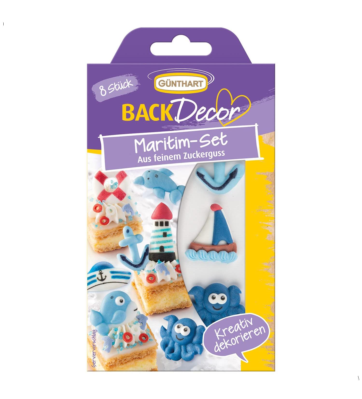 G nthart Backdecor Maritim Set - 8 Sugar Figures (Lighthouse Anchor Ship & More) - Perfect for Cakes & Desserts - 12g - Buy Online on GoSupps.com