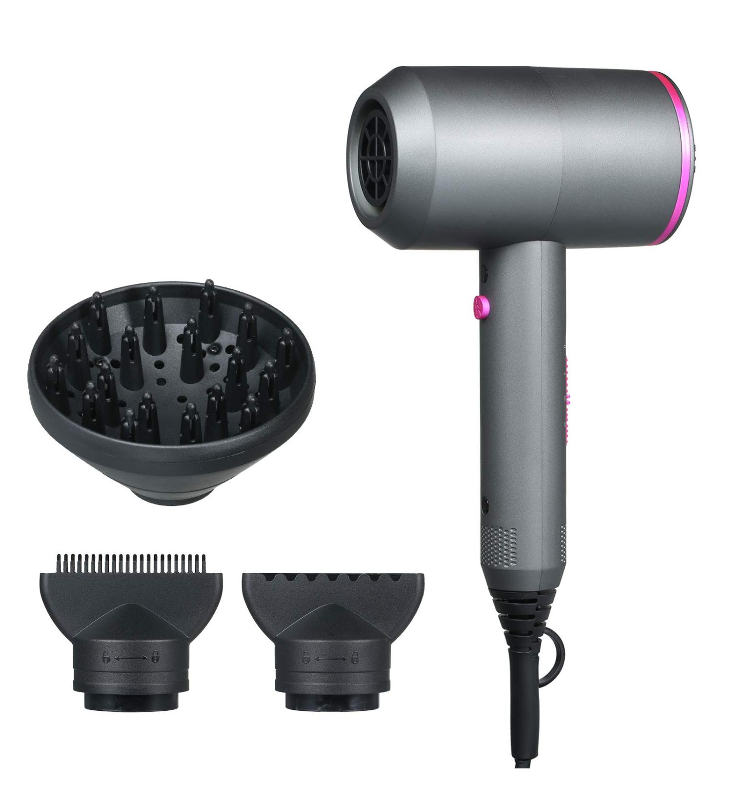Homtoozhii Hair Dryer with Ionic Tech Quick Drying 3 Nozzles Diffusers 3 Heat Settings & 2 Speed Hot/Cold Wind Blow Dryer Portable Hair Styling Tools for Home Salon Travel - Buy Online on GoSupps.com
