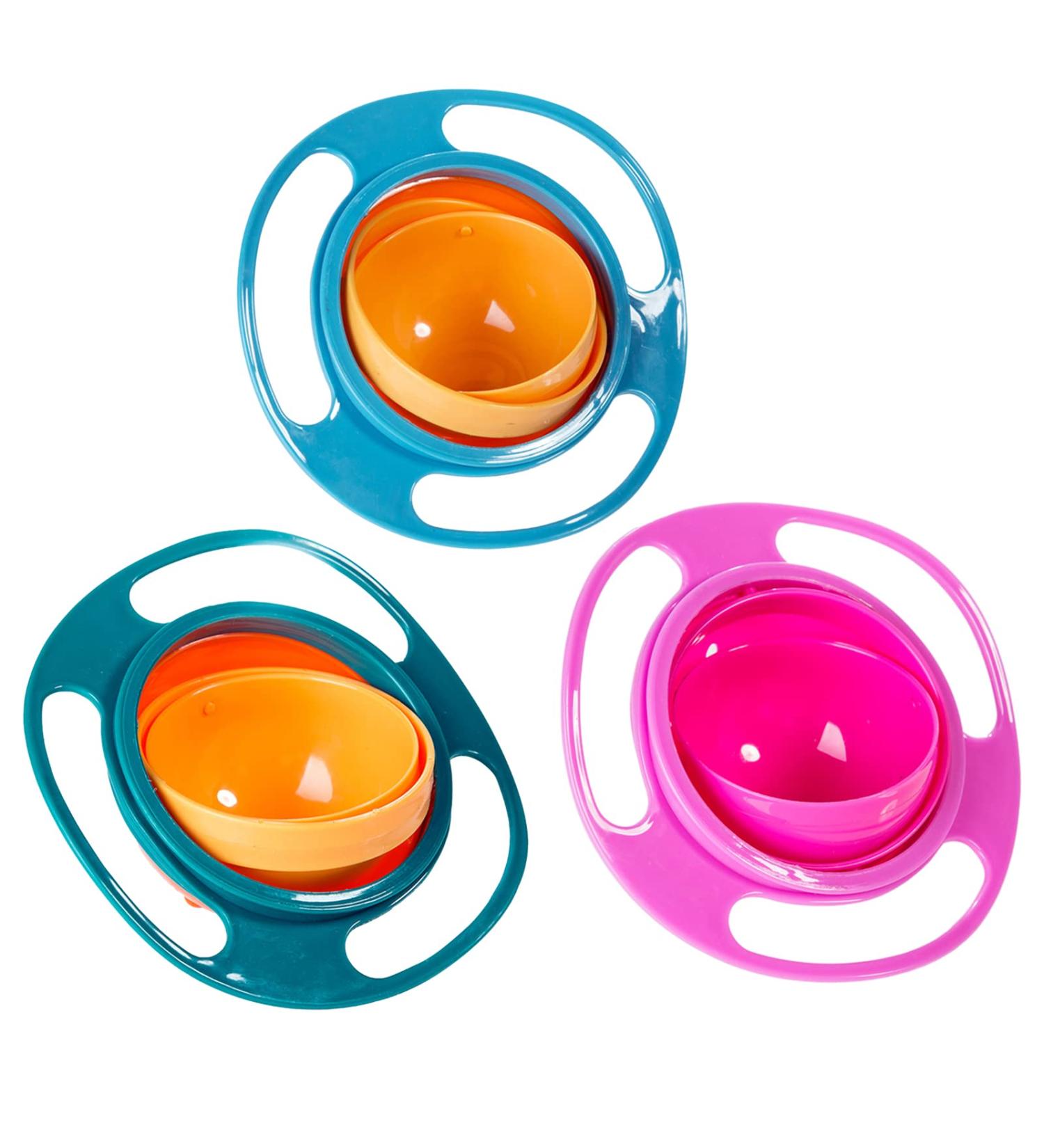 Shop Lecerrot 3-Piece Gyro Bowl Set - Anti-Pour 360 Rotating Feeding Bowls for Kids | International Shipping - Buy Online on GoSupps.com