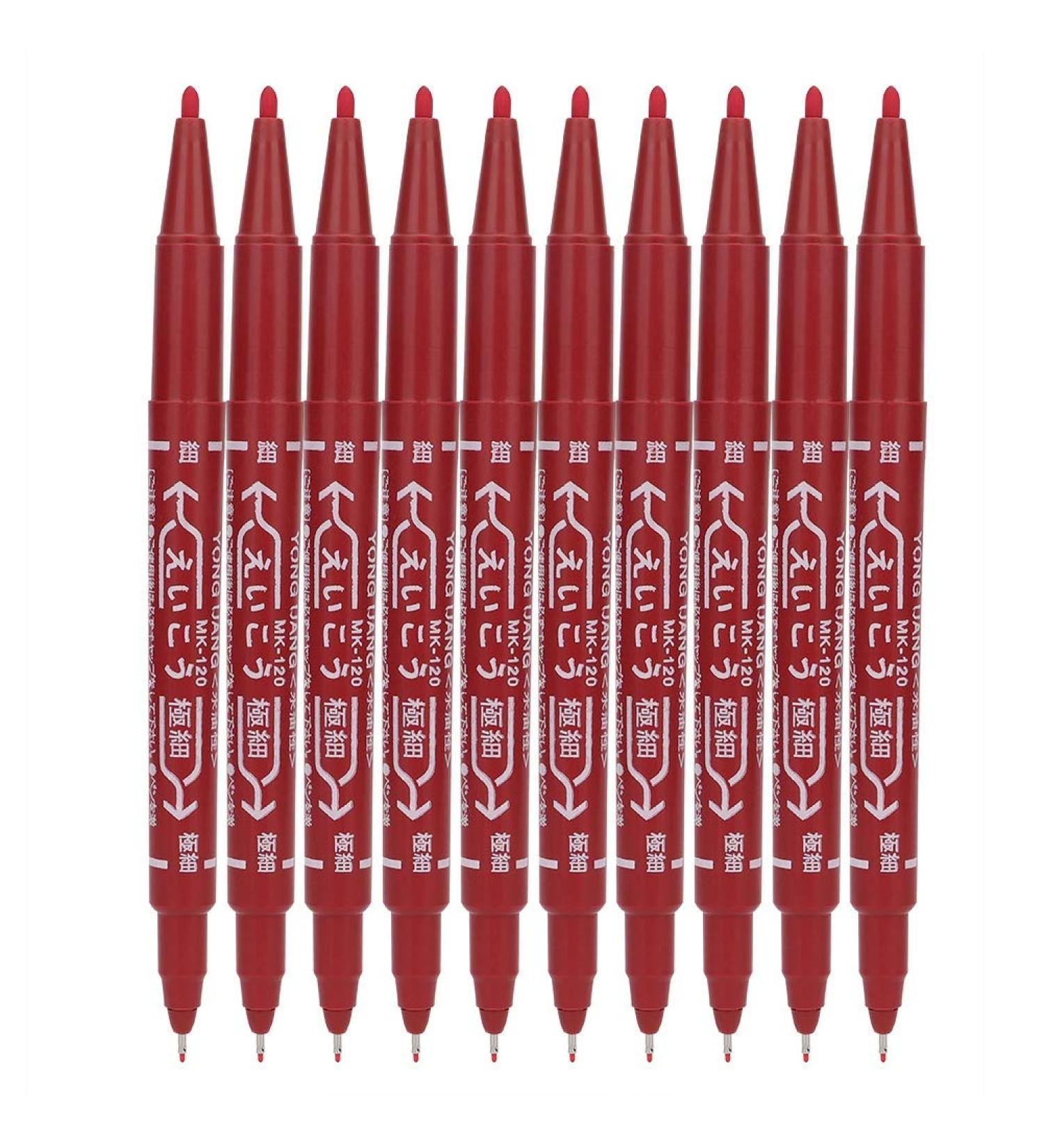 Tattoo Skin Marker Set - Double End Piercing Positioning Pen for Body Art and Permanent Makeup - 10pcs Red Tattoo Marking Pens - Buy Online on GoSupps.com