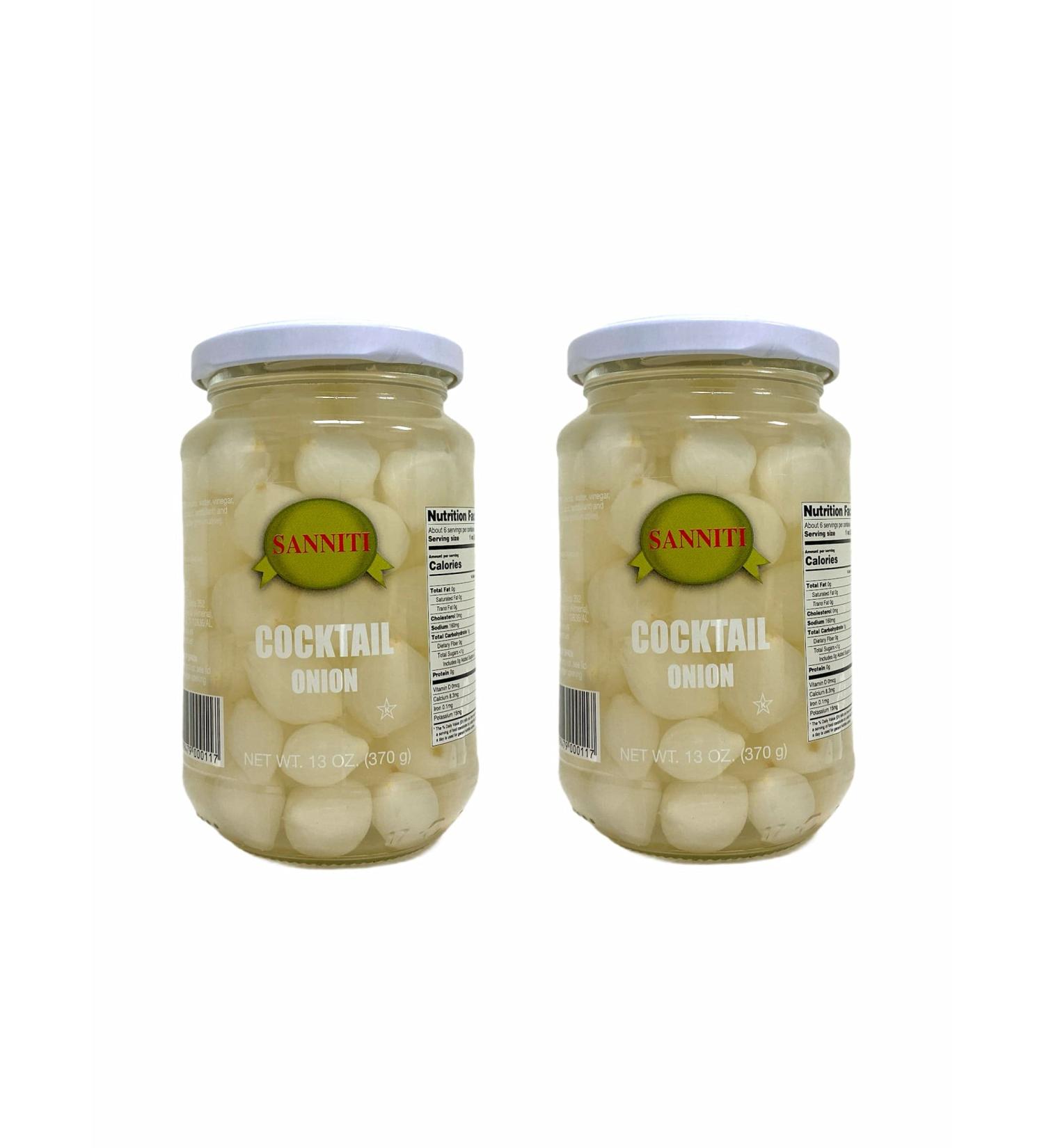 Sanniti Cocktail Onions Silver Skin 12.3 oz (Pack of 2) - Premium Pickled Silver Skin Onions - Buy Online on GoSupps.com