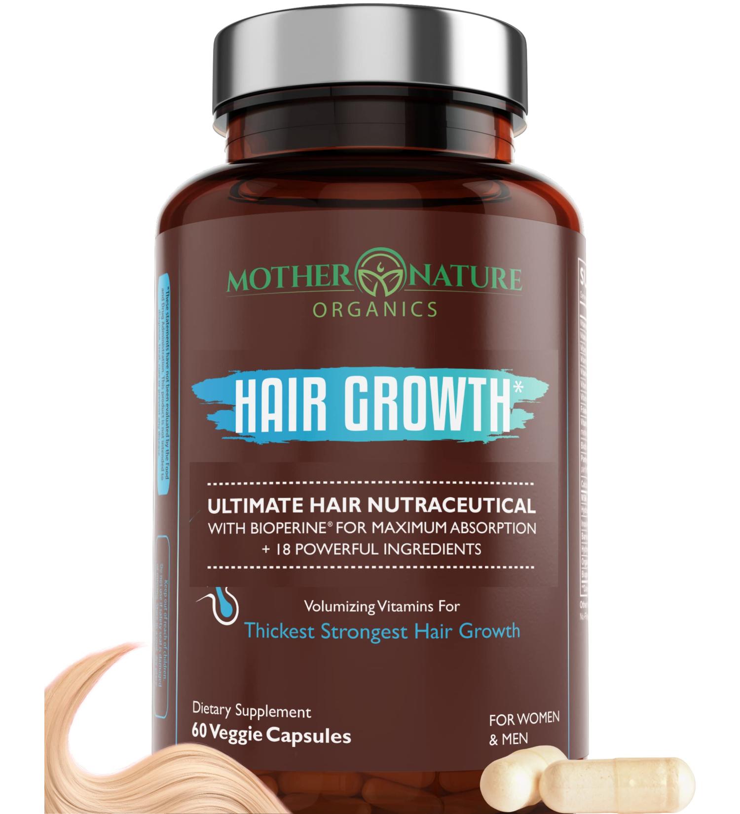 Women's Hair Growth Supplement with Collagen, Keratin & Biotin - 60 Capsules for Thicker, Fuller Hair & Faster Regrowth - Vegan & Non-GMO - 1 Month Supply - Buy Online on GoSupps.com