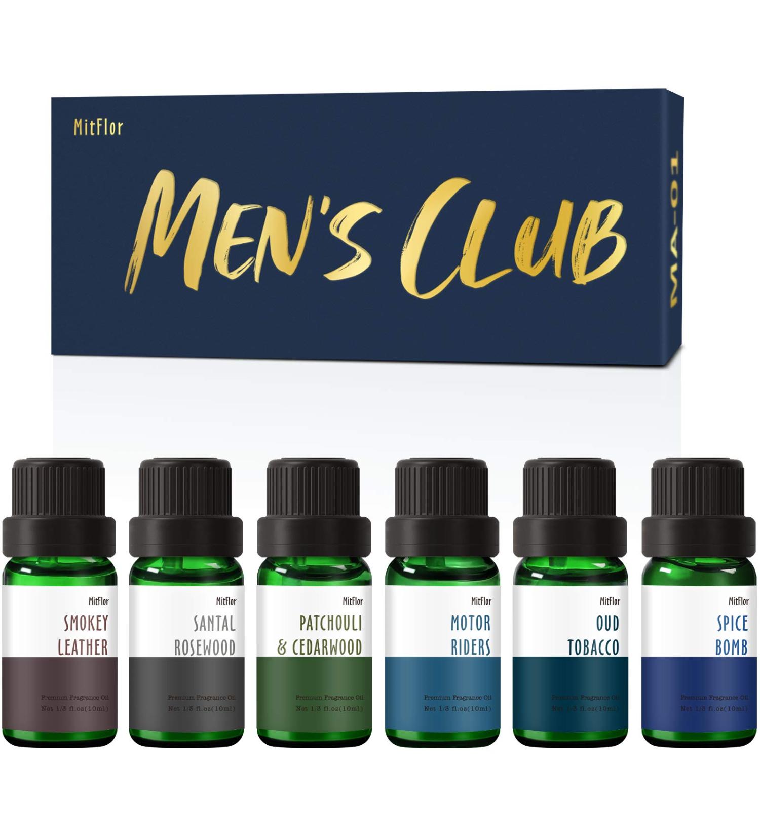 Men's Club Set - MitFlor Premium Fragrance Oils for Soap, Candle Making, Oud Tobacco, Spice Bomb, Leather, Santal Rosewood & More - Essential Oils Gift for Men, Boyfriend, Father - Buy Online on GoSupps.com