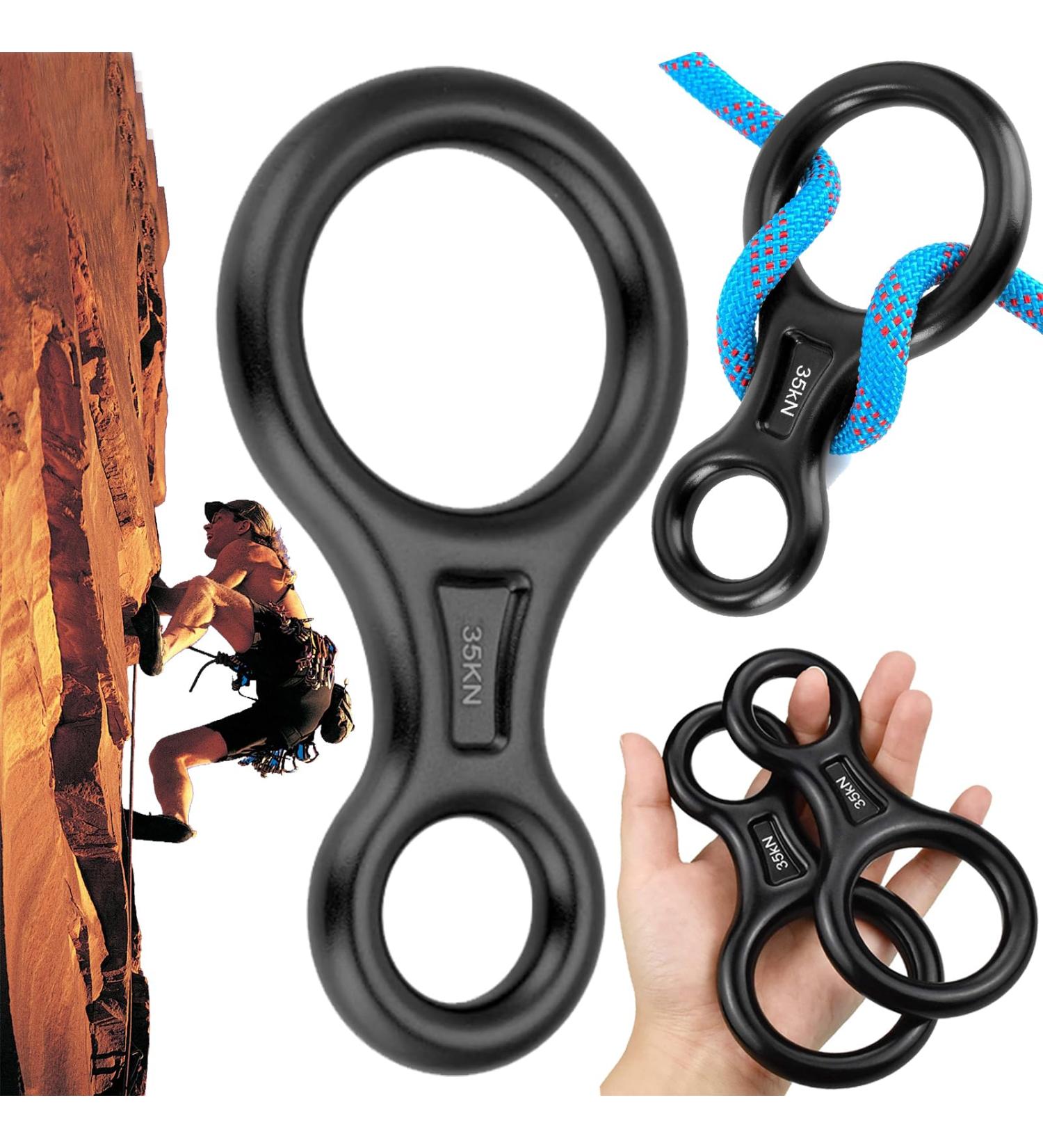 Lankai 35kN Climbing & Abseiling Device | 8 Descender for Height Rescue & Hammock Use - Premium Climbing Equipment (Black) - Buy Online on GoSupps.com