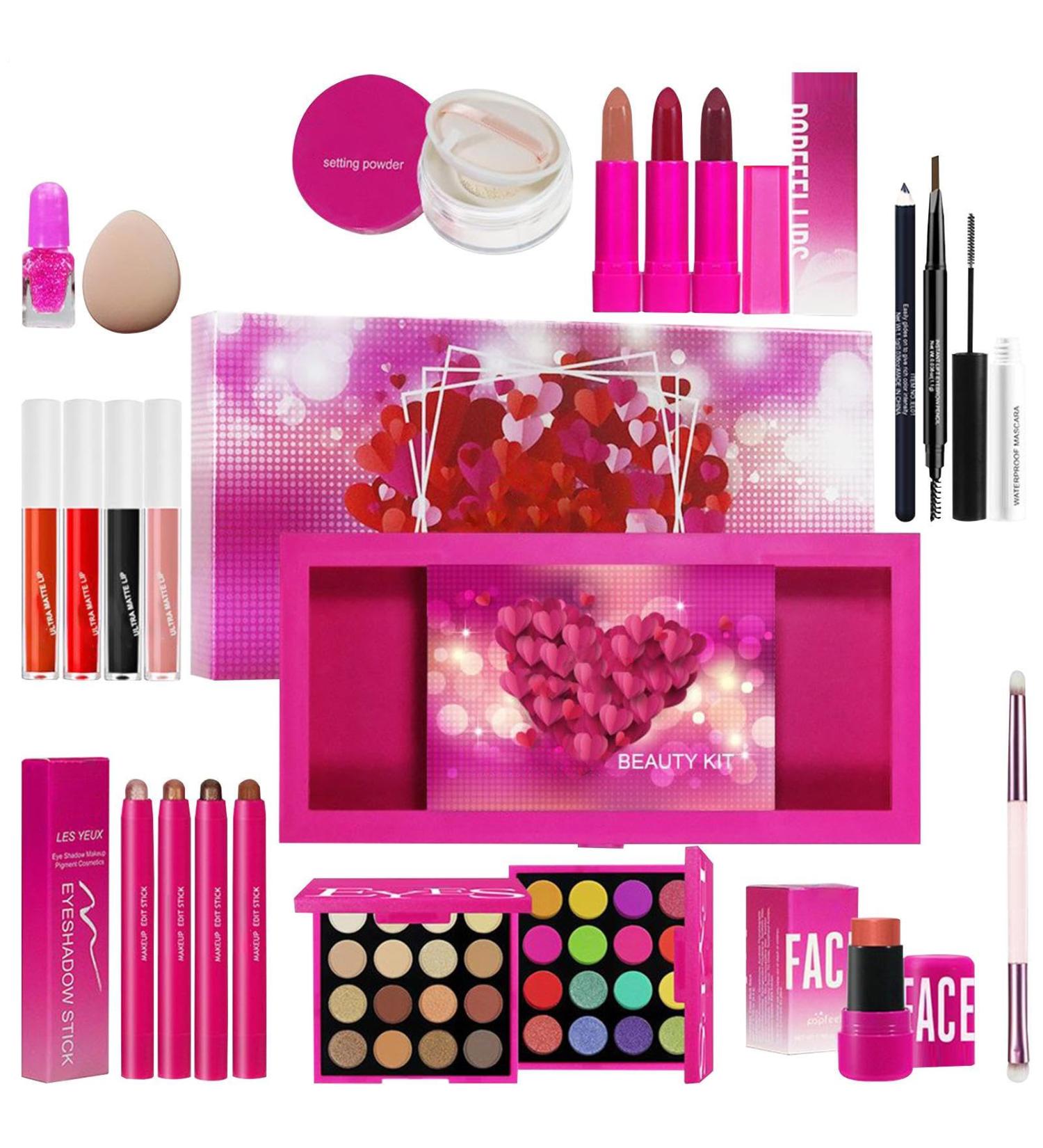 Ensemble De Maquillage Kit Tout-en-un De 21 Pi ces | Fard Paupi res Format Voyage Palette De Cosm tiques Quotidiens Avec De Teint Liquide Mascara Rouge L vres Longue Dur e Bo te De Beaut - Buy Online on GoSupps.com