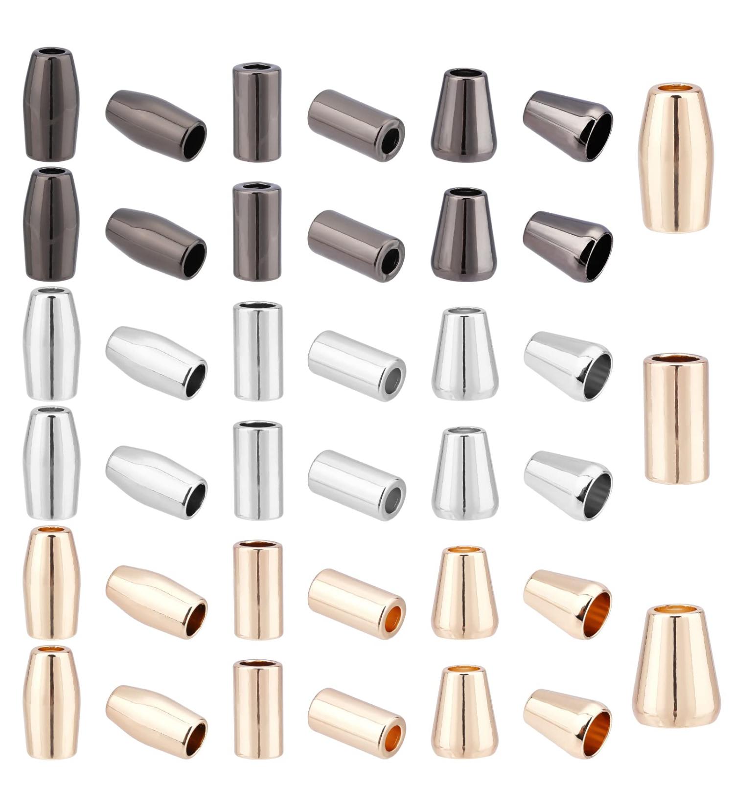 PandaHall 9 Style Bell Stopper 54pcs Metal Cord Ends Lock - Conical Round Tube Bell Locks for Lanyard, Backpack, Clothes - Buy Online on GoSupps.com