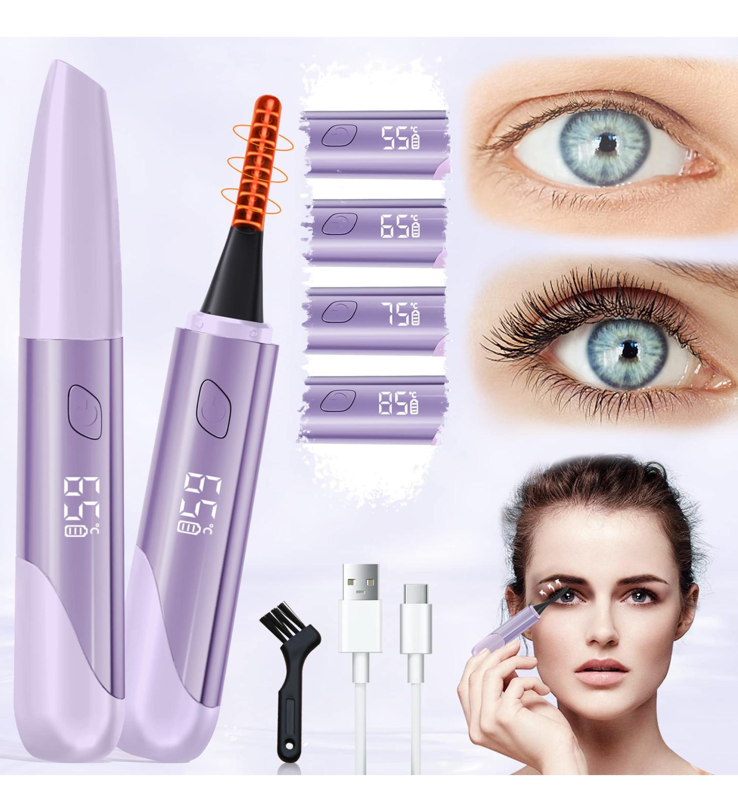 Heated Eyelash Curler with LED Display - USB Rechargeable, 4 Temp Settings, Long Lasting Natural Curl - Best Seller for Women - Purple - Buy Online on GoSupps.com