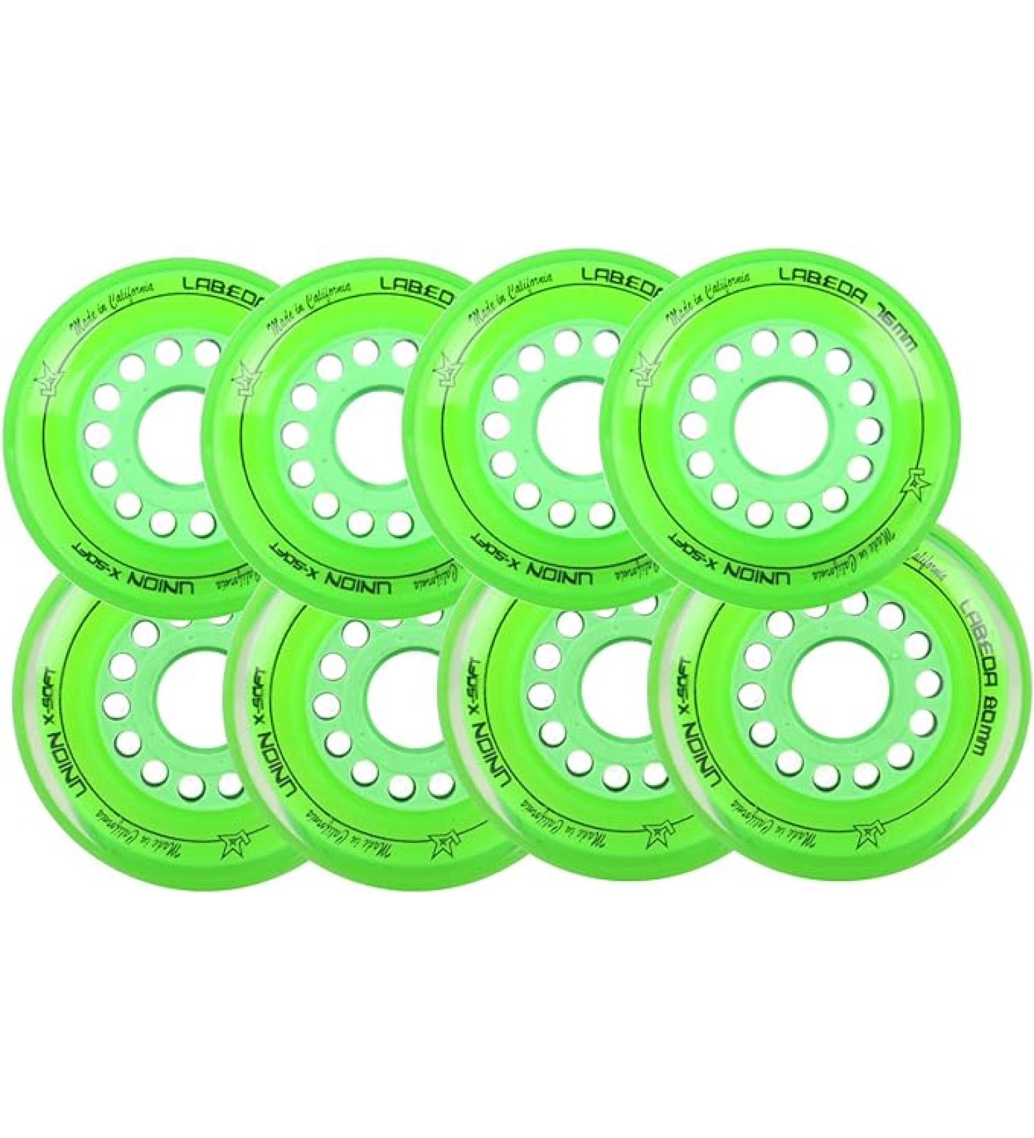 Labeda Wheels 80mm /76mm Hilo Set Union Green Inline Indoor Roller Hockey - Buy Online on GoSupps.com