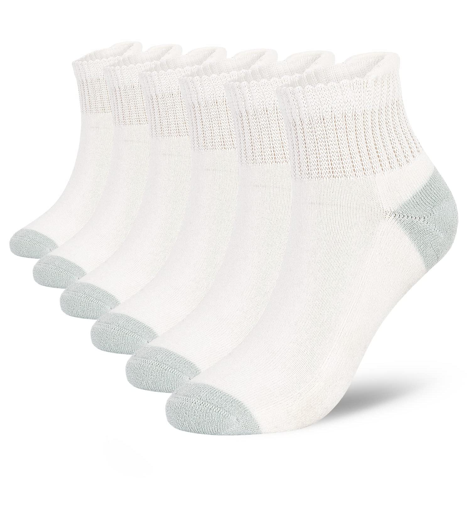Athlemo Bamboo Diabetic Socks 6 Pairs - No-Binding Ankle White - Men & Women (Size 10-13) - Buy Online on GoSupps.com