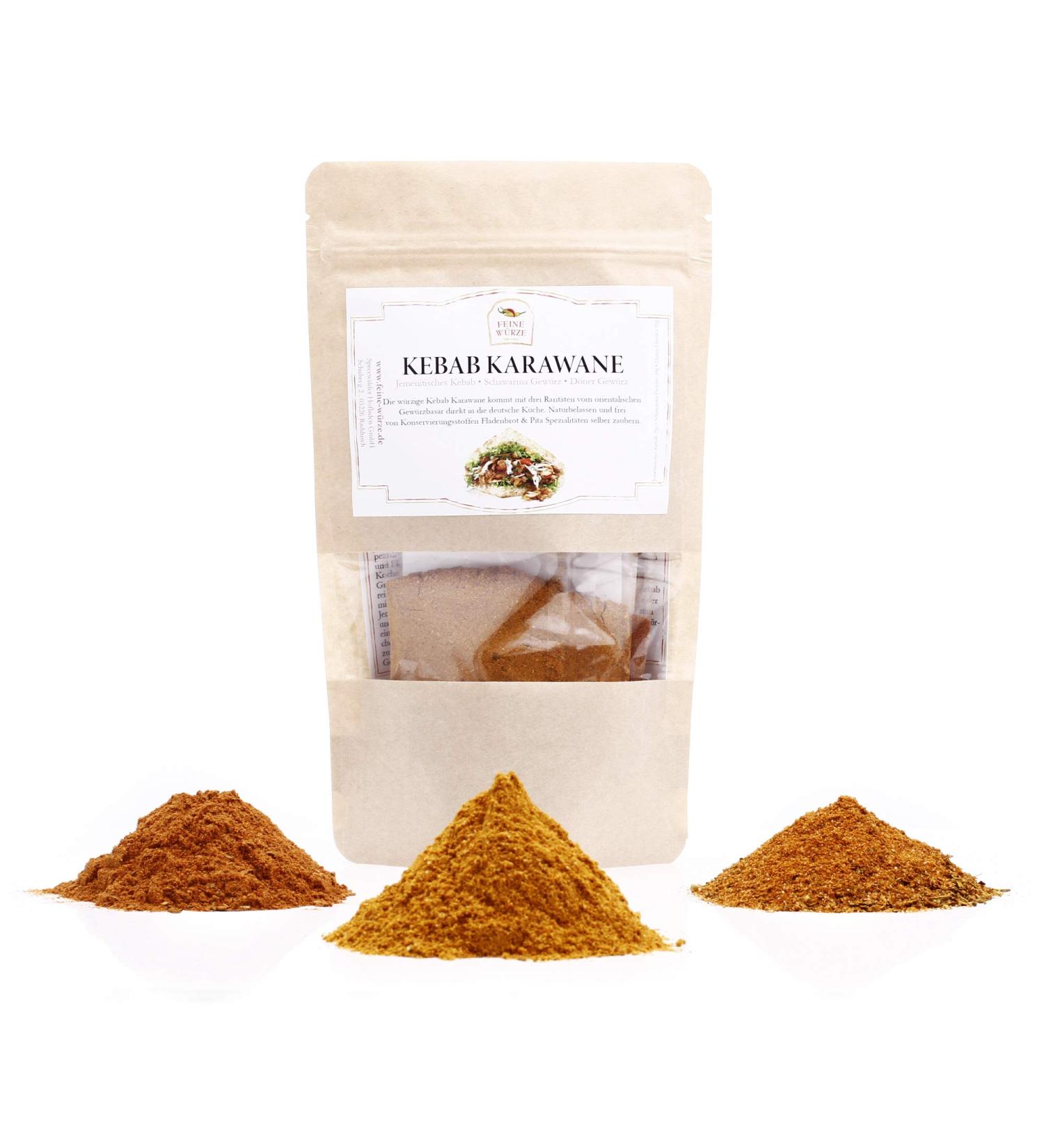  Feine W rze Kebab Karawane | Spice Set | Doner Seasoning | Shawarma | Yemeni Kebab Seasoning | Oriental Cuisine | Premium Quality | Gluten-Free | 85g - Buy Online on GoSupps.com