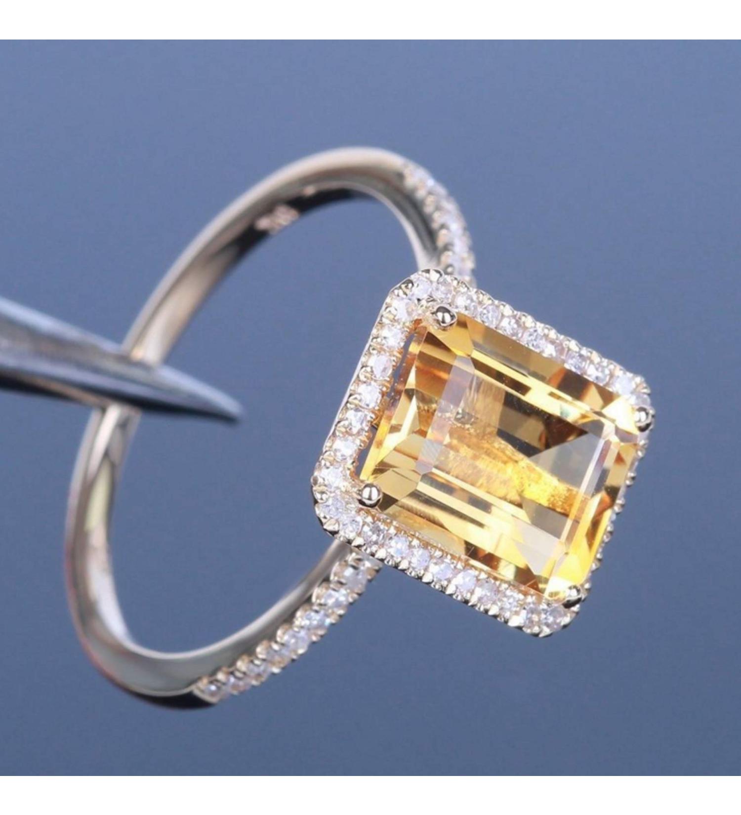 LRESJJIUJ 18K Gold Plated 4ct Yellow Cubic Zirconia Cocktail Ring - Size 10 | Sterling Silver Yellow Topaz Women's Ring - Buy Online on GoSupps.com