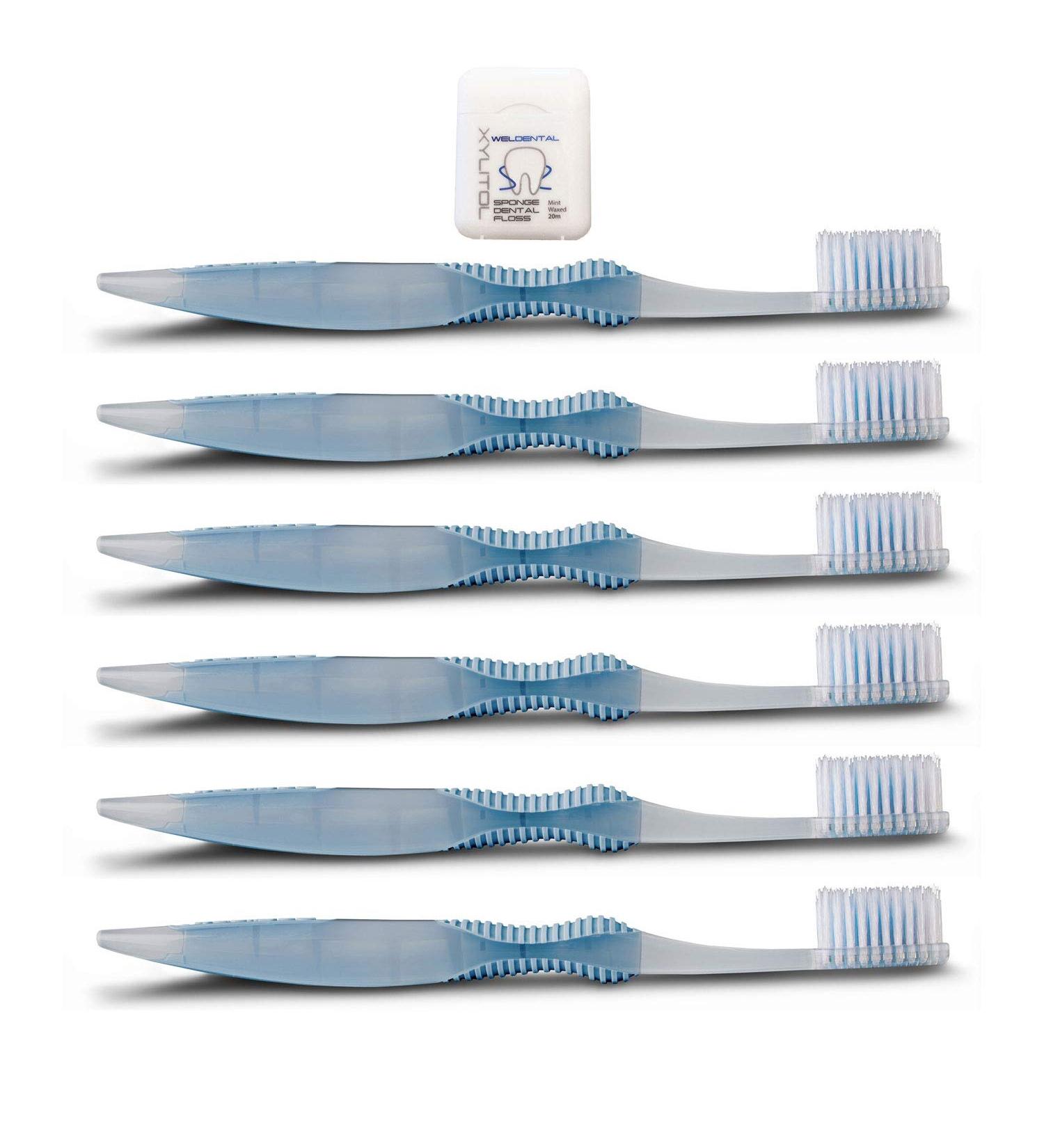 Sofresh Flossing Toothbrush Adult Soft Blue Bundle | Choose Quantity & Color | Xylitol Dental Floss Included - Buy Online on GoSupps.com