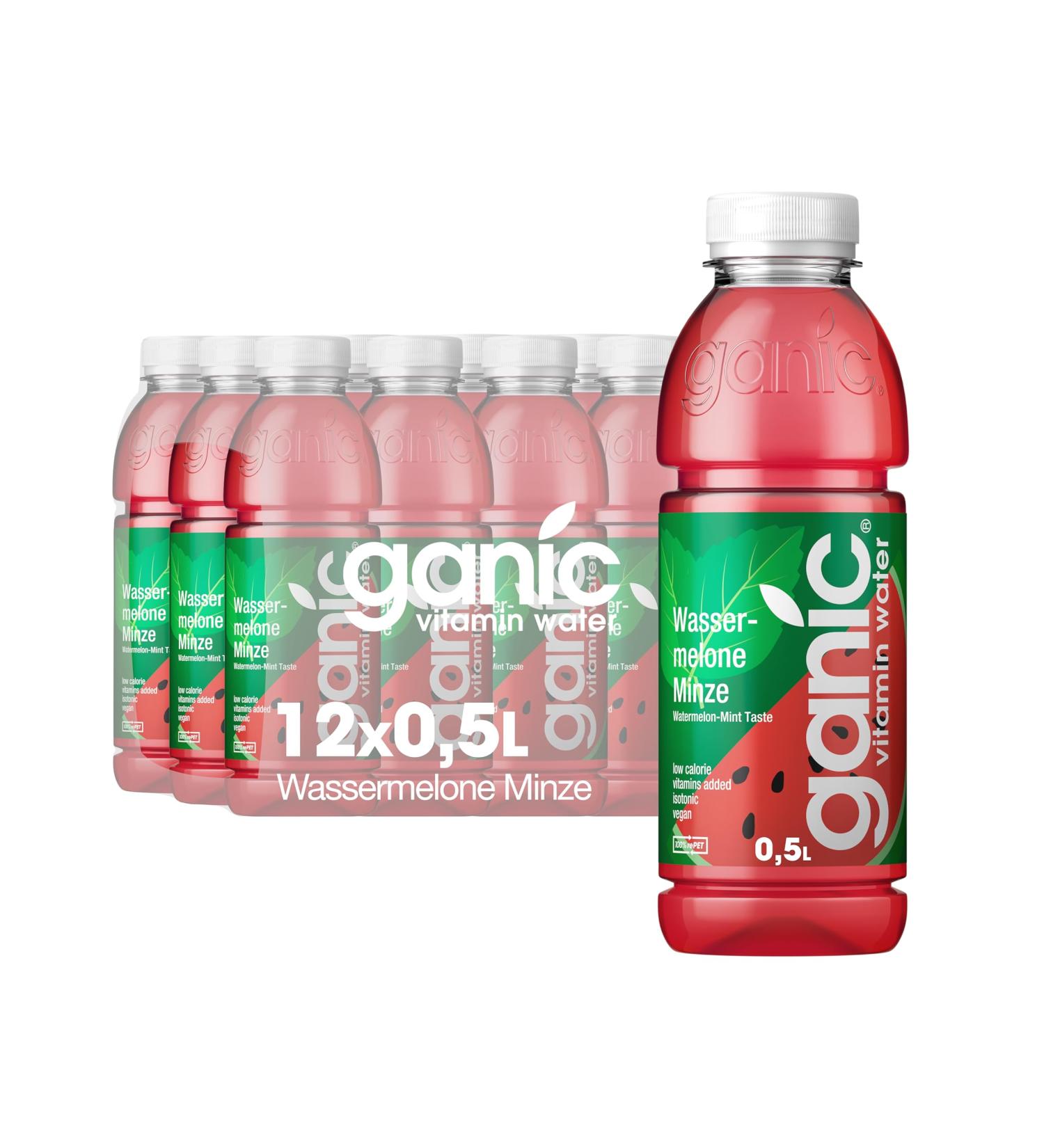 Organic Watermelon Mint Flavored Water - Isotonic Low Calorie Vegan - 100% Recycled PET (12 x 500ml) - Shop Now! - Buy Online on GoSupps.com