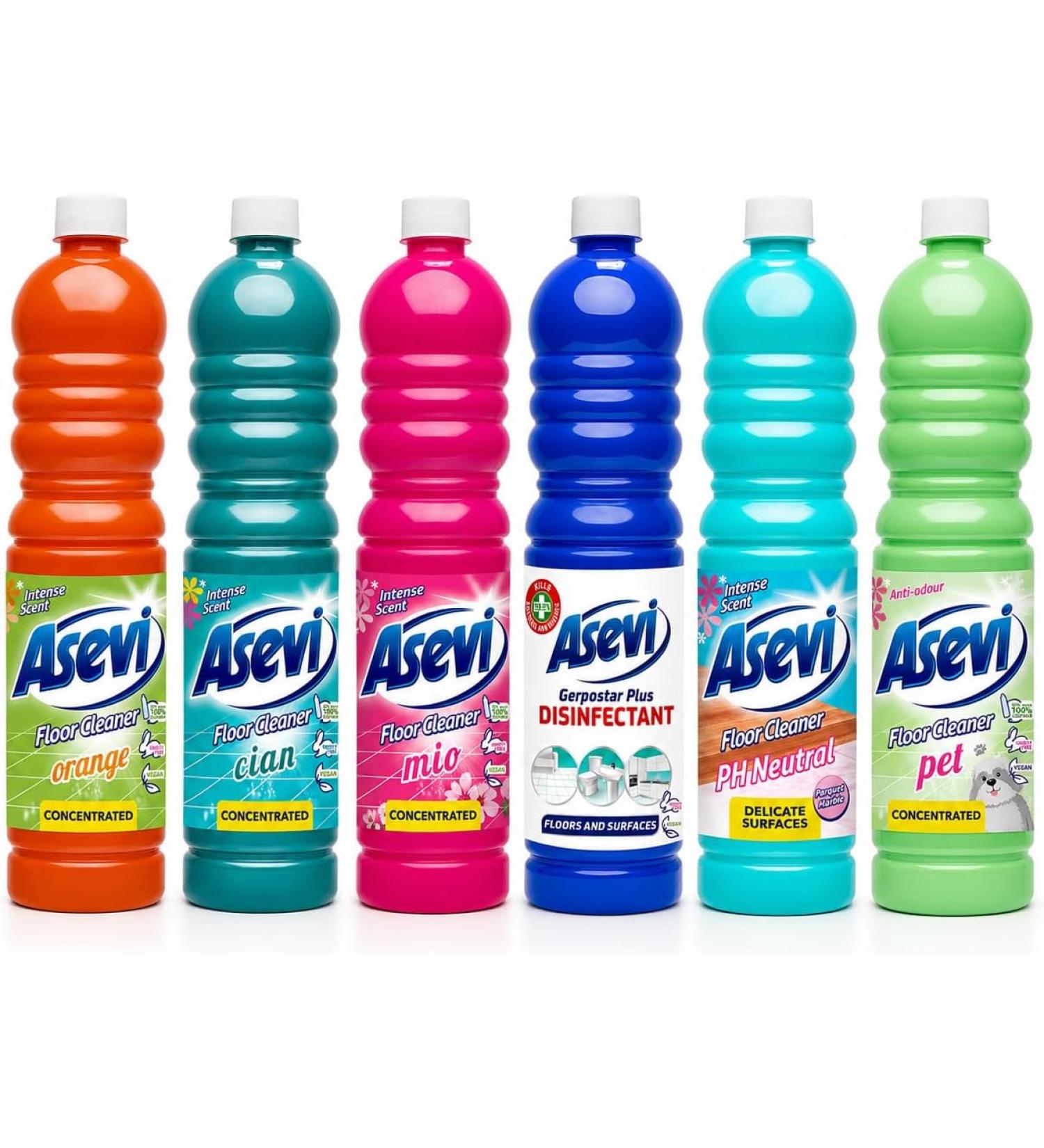 Asevi Floor Cleaner Bundle - Concentrated Spanish Cleaning Products - Pack of 6 x 1L - Buy Online on GoSupps.com