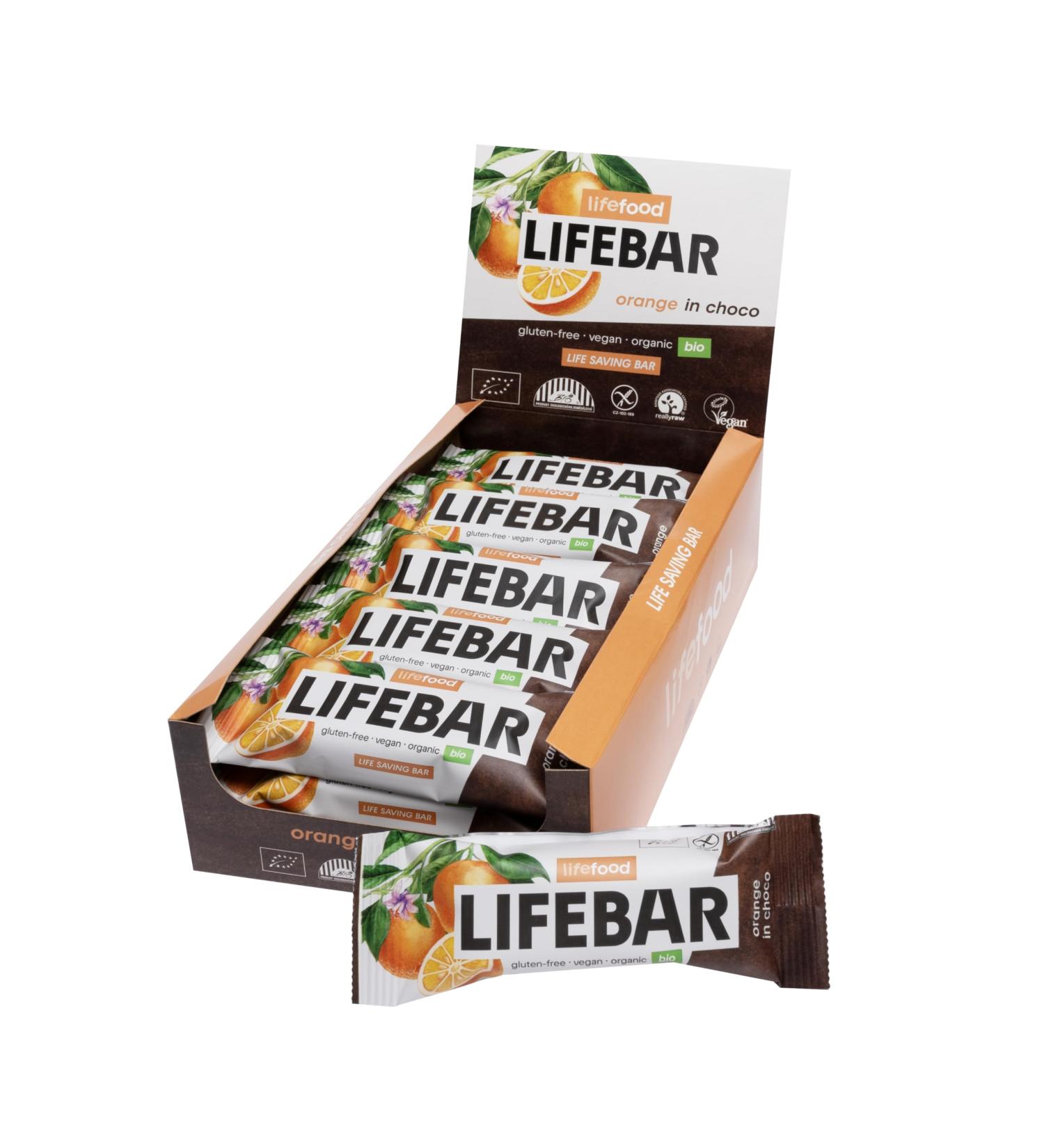 Lifefood Lifebar Inchoco Riegel | Raw Vegan Organic Energy Bar | Gluten-Free No Added Sugar | 15 Pack (Orange) - Buy Online on GoSupps.com