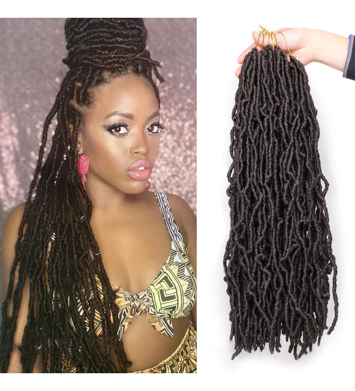 Xtrend 24 Inch 2 Packs Dark Brown Nu Faux Locs Crochet Hair | Pre-looped Gypsy Locs Braids Extension - 18 Strands 4# 24 Inch - Buy Online on GoSupps.com