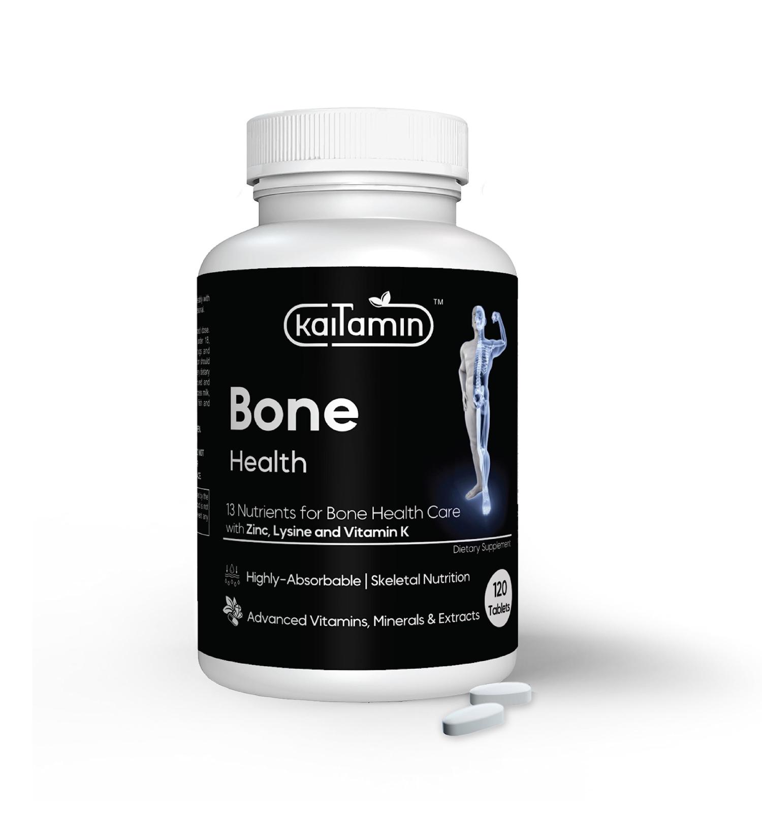 Kaitamin Bone Health Supplement with 13 Key Nutrients - Supports Natural Bone Density, Joints, and Restoration - 120 Tablets - Buy Online on GoSupps.com