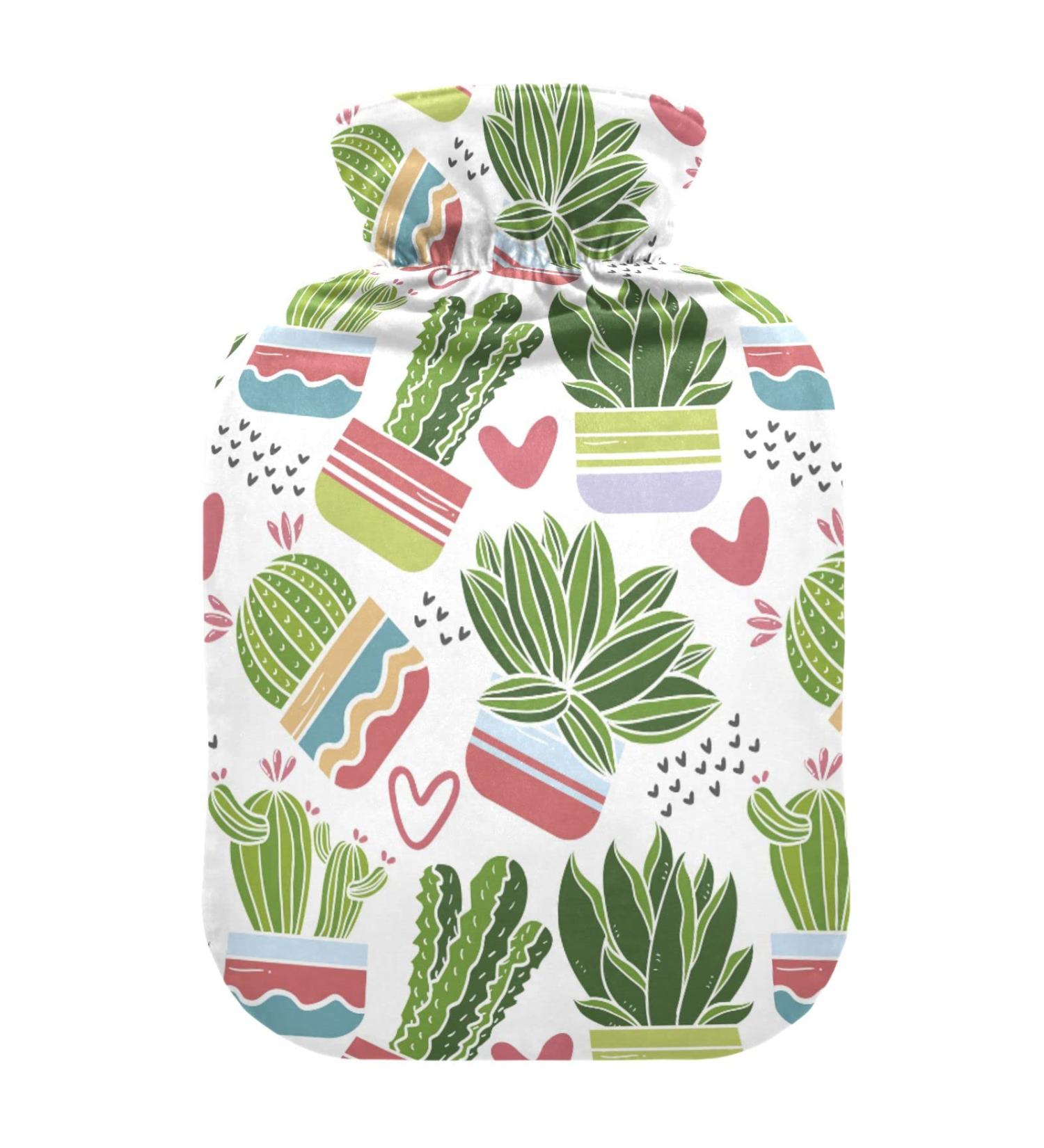 Hot Water Bottles with Cactus Cover - 2L Pain Relief Bag for Adults & Children | Warm Water Therapy - Buy Online on GoSupps.com