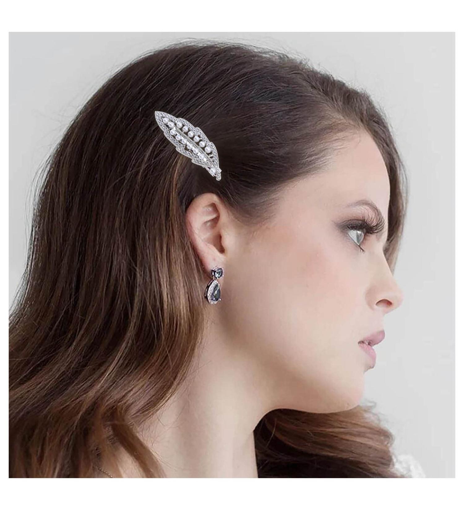 Inilbran Boho Pearl Hair Clip Vintage Leaf Hair Barrette Clip Leaf Pearl Hairpin Clip Pearl Bridal Headpieces Decorative Hair Pin Head Clip French Headwear Hair Accessories for Women and Girls Silver - Buy Online on GoSupps.com
