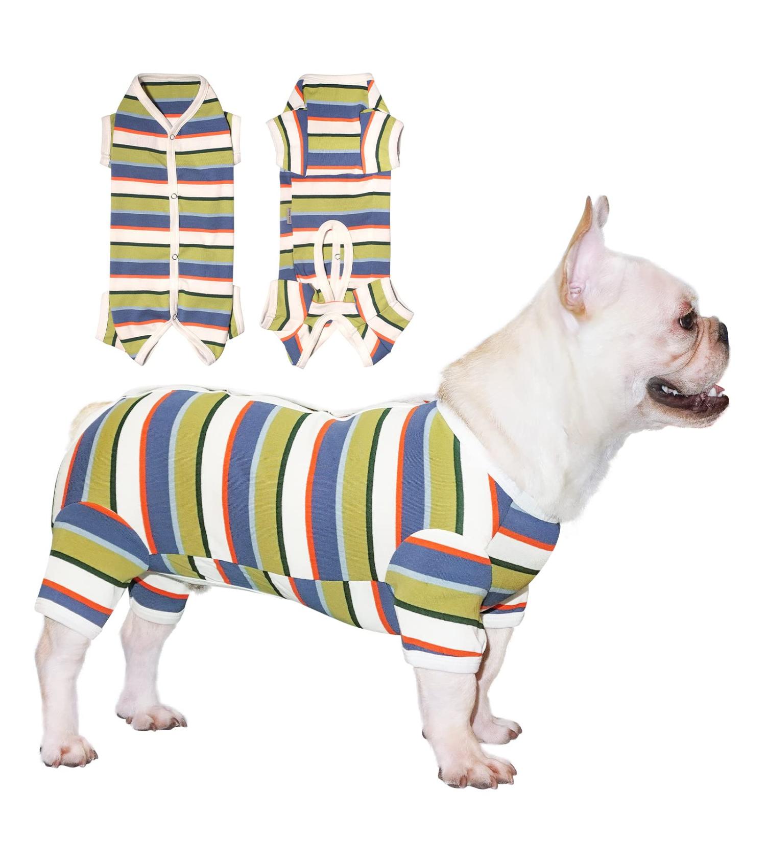 Tony Hoby Dog Suit for Men & Women - Soft Cotton 4-Legged Stripes Overall | Comfortable Sleepwear for Dogs - M Blue & White - Buy Online on GoSupps.com