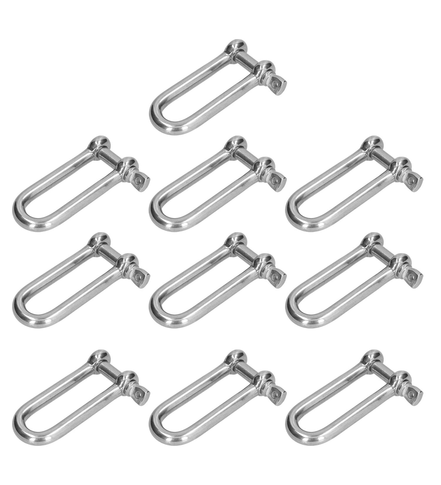 10Pcs M40 Stainless Steel D-Shackle Straight Anchor Screw Pin Chain Connector - Buy Online on GoSupps.com