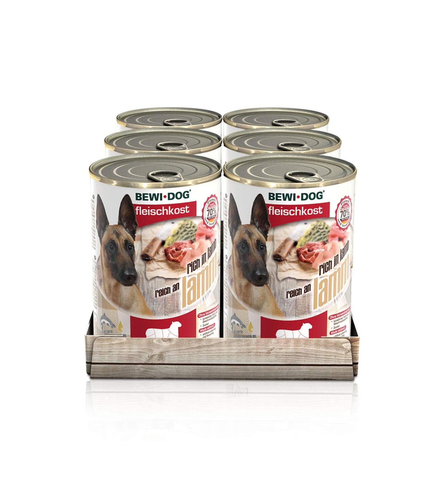 BEWI DOG Meat Food Rich in Lamb 800 g Can of Wet Food for Dogs | Grain-Free | Variety | Muscle Meat and Offal with Solid Meat Structure | 6 x 800 g - Buy Online on GoSupps.com