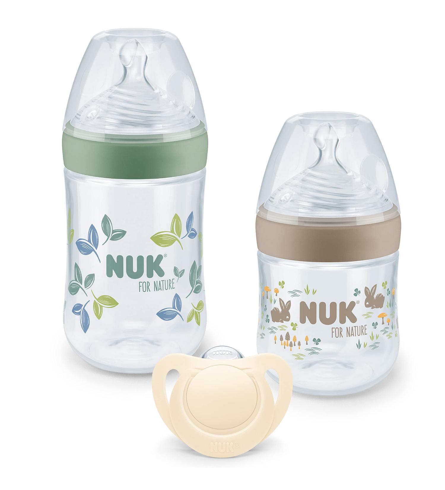 Nuk Nature Start Set - 2 Temperature Control Bottles (150ml & 260ml) + Pacifier for 0-6 Months - Multi-Colored - Buy Online on GoSupps.com