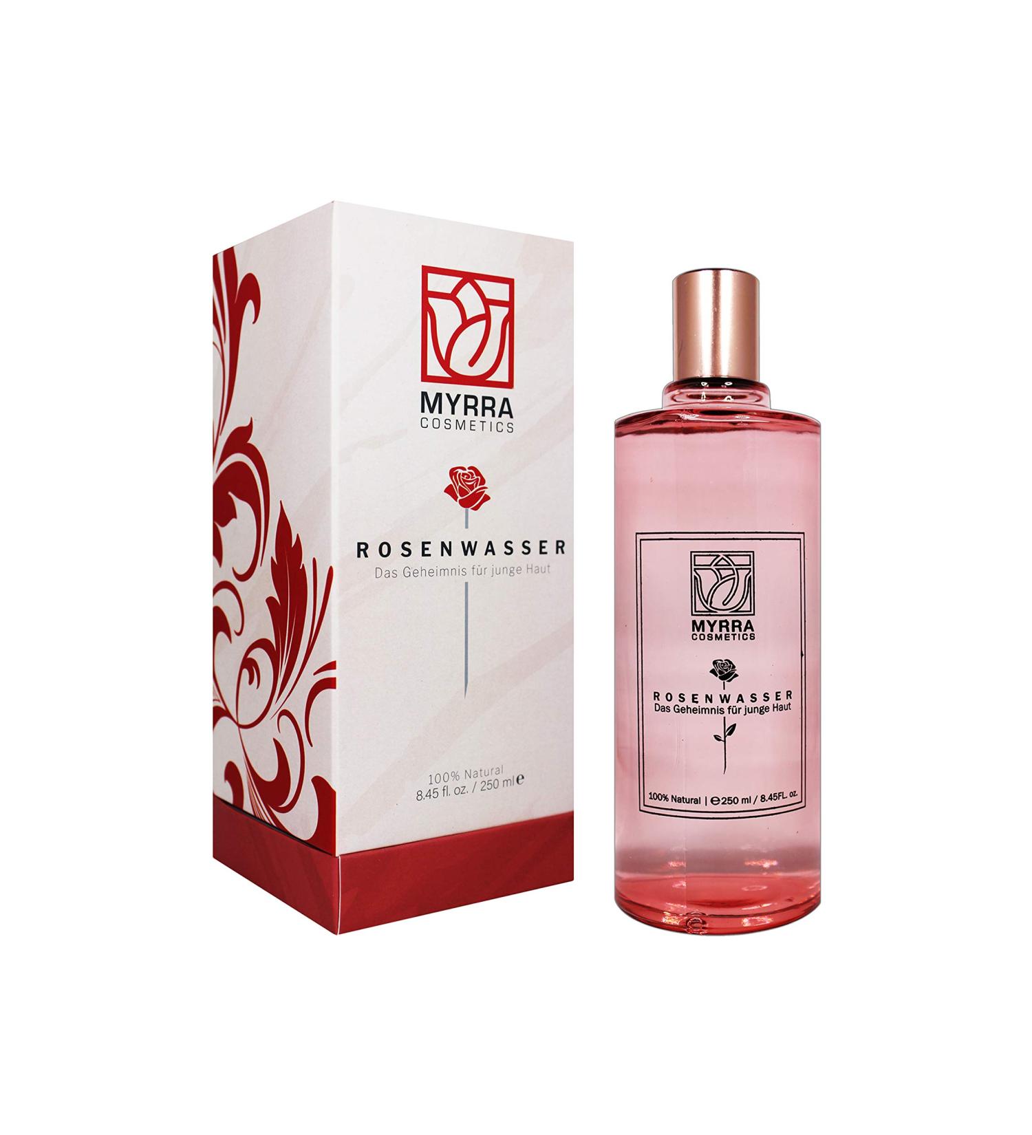  MYRRA COSMETIC Rose Water 100% Natural Facial Water Vegan and Natural 1:1 Concentration Floral Water Soothing Natural Cosmetics Rose Water Cleansing Water for Face and Skin 250 ml - Buy Online on GoSupps.com