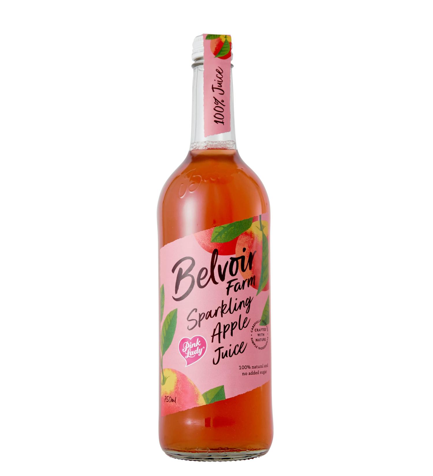 Belvoir Farm Sparkling Apple Juice - 100% Pink Lady Apple Juice | No Added Sugar | Family Recipe | Natural Ingredients | 6 x 750ml Bottles - Buy Online on GoSupps.com