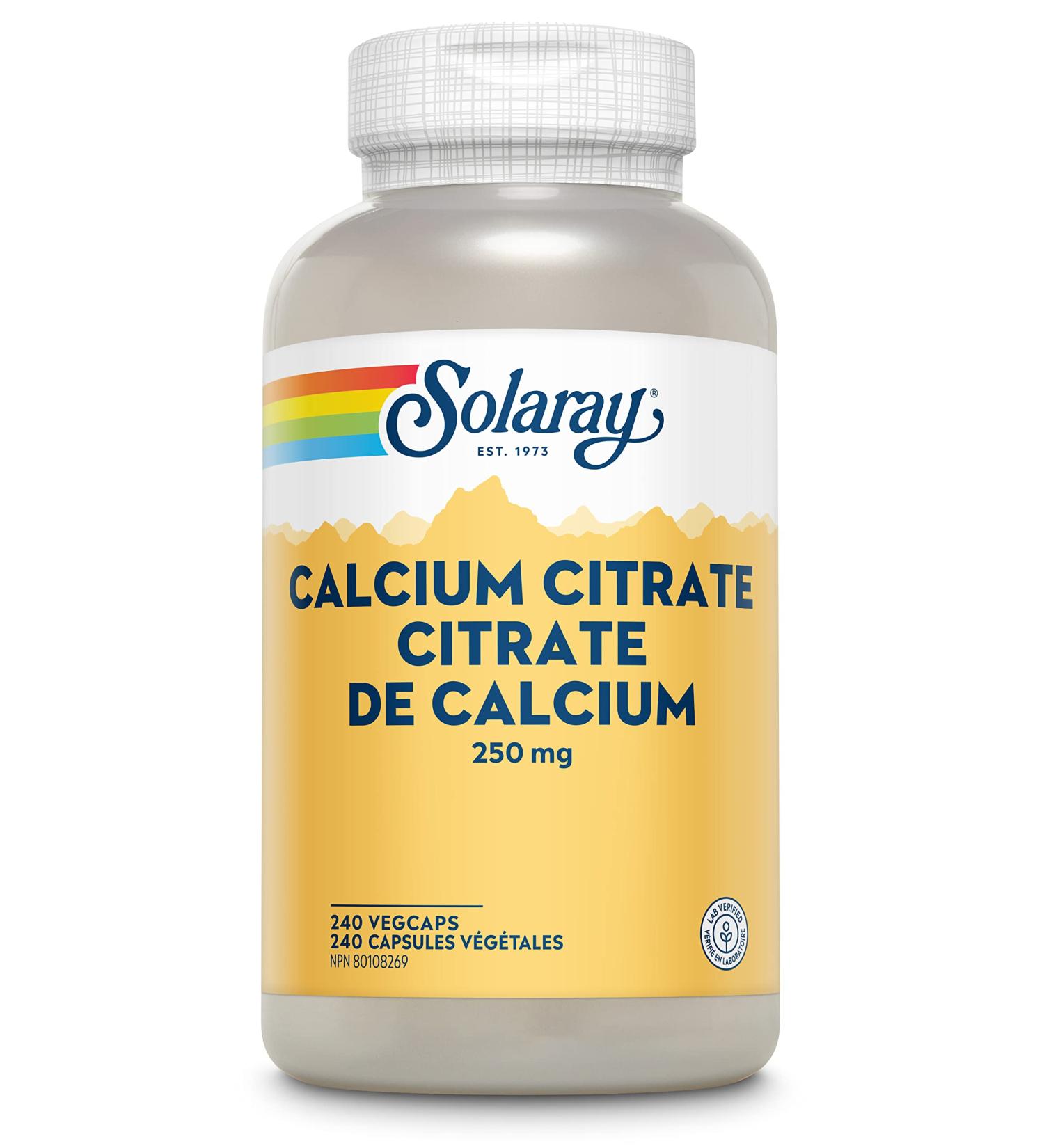 SOLARAY Calcium Citrate 1000mg | Bone Strength & Healthy Teeth | Dietary Supplement | Vegan Lab Verified | 240 Vegetarian Capsules - Buy Online on GoSupps.com