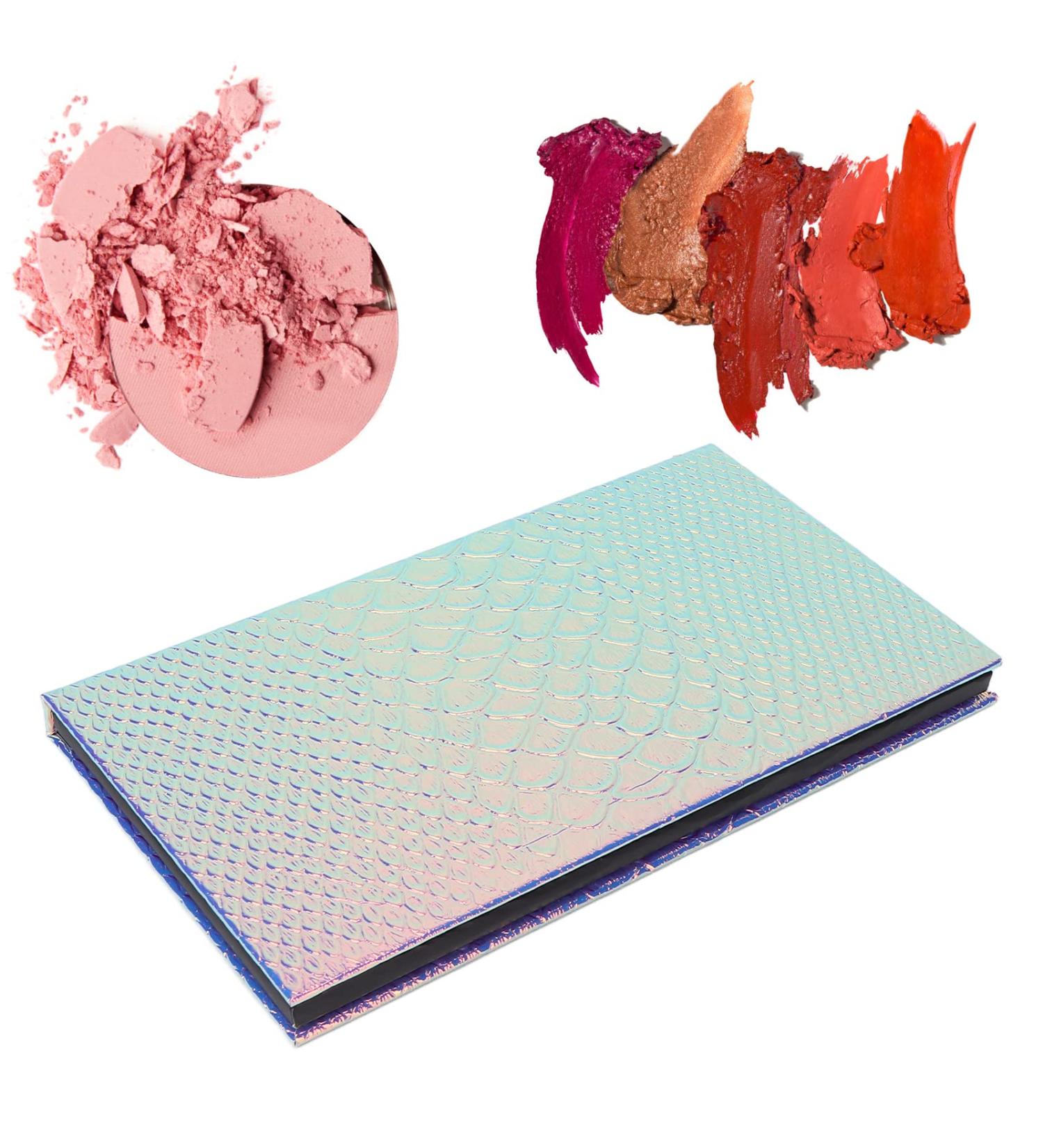 Magnetic Mermaid Empty Makeup Palette with Mirror | DIY Eyeshadow & Blush Set | Self-Adhesive Metal Stickers - Buy Online on GoSupps.com