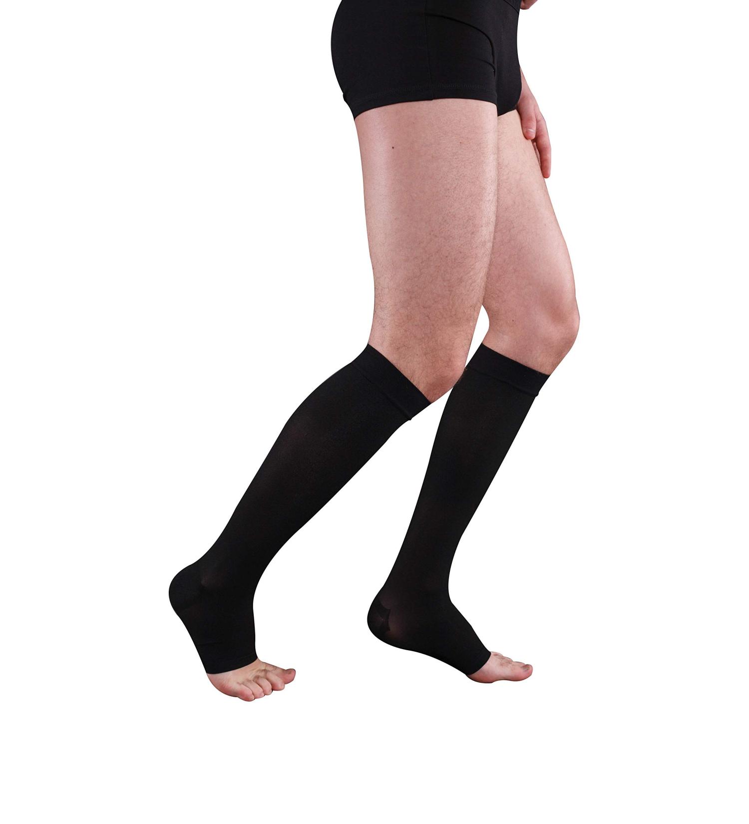 Buy Knee High Compression Stockings - Class 1 Open Toe Black - International Shipping Available - Buy Online on GoSupps.com
