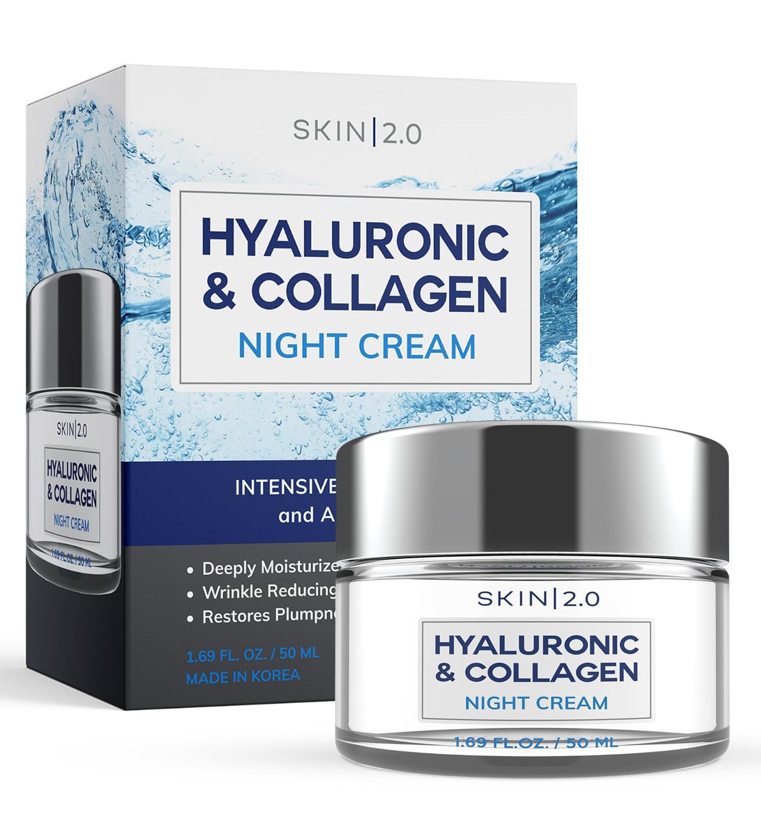 Hyaluronic Acid & Collagen Face Moisturizer - Anti-Aging Hydration Skin Firming Night Cream - Cruelty Free Korean Skincare for All Skin Types - 1.69 Fl. oz - Buy Online on GoSupps.com