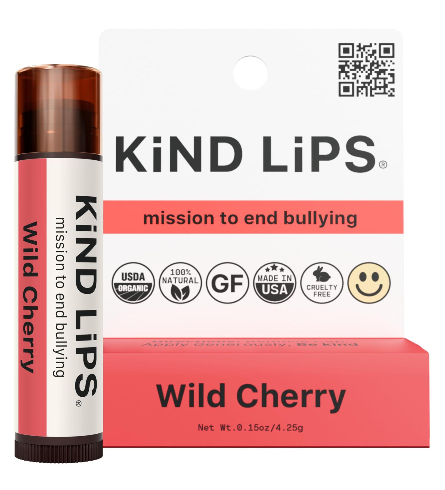 Kind Lips Wild Cherry Organic Lip Balm Natural Moisturizing Lip Care Single Tube Wild Cherry 1 Count (Pack of 1) - Buy Online on GoSupps.com