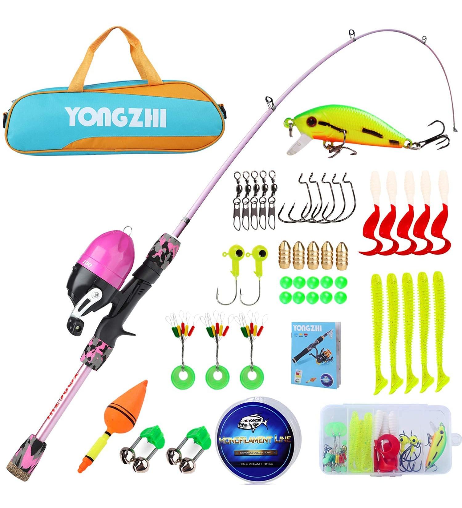 Soougayilang Children's Fishing Rods - Portable Telescopic Spincast Gear for Kids - Pink Travel Fishing Equipment & Accessories - Buy Online on GoSupps.com