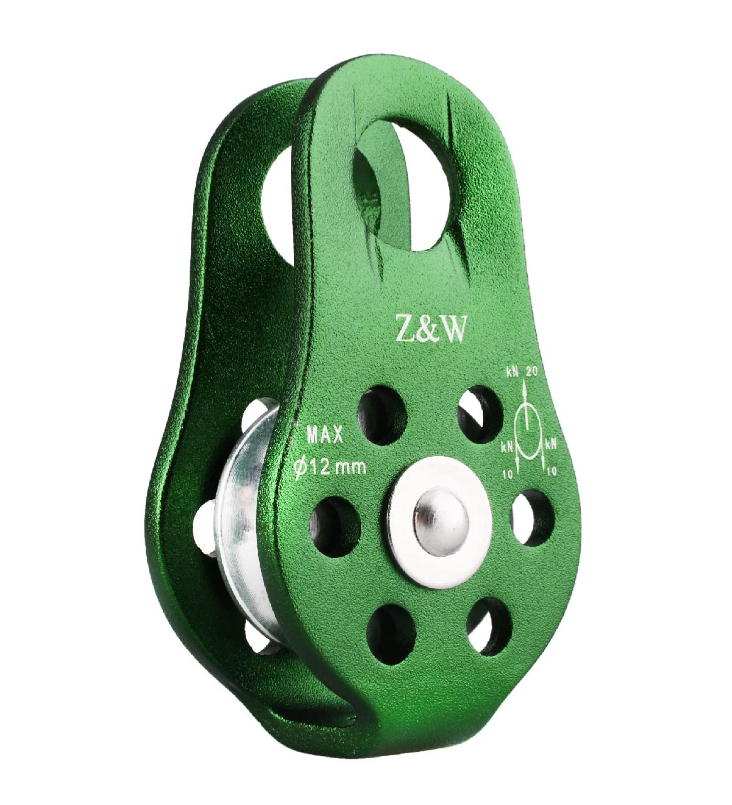 TRIWONDER 20kN Climbing Rescue Pulley - Single Sheave Aluminum Fixed Eye Rock Rope Pulley (Green) - Buy Online on GoSupps.com